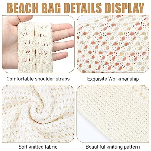 Crochet Bags for Women – Summer Beach Tote, Aesthetic Hippie Knit Bag Beige