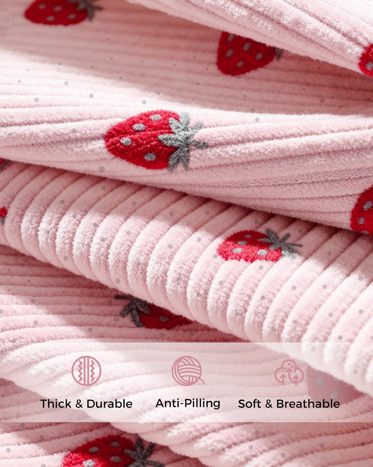 Strawberry Gym Bag For Women Girls Corduroy Yoga Mat Holder Large Dance