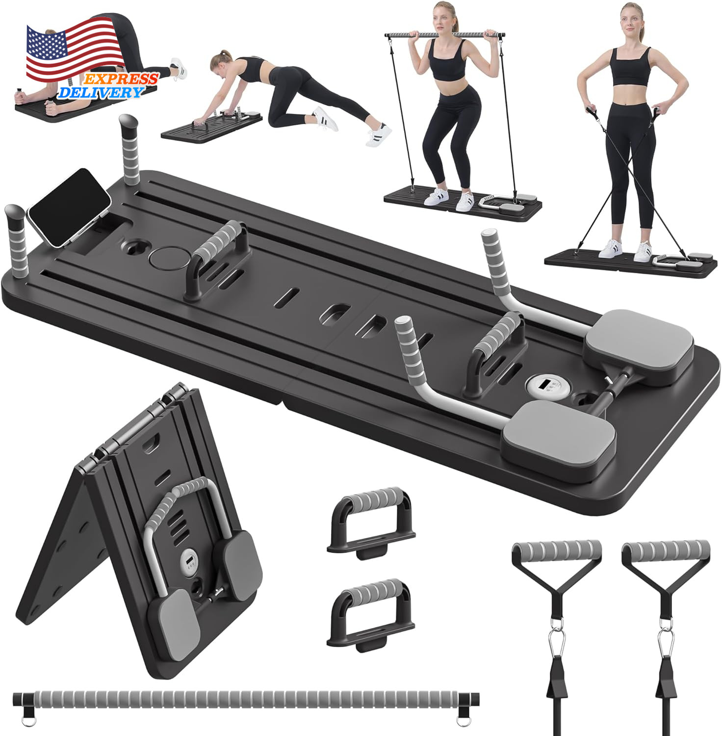 5 in 1 Pilates Sliding Board Multi-Purpose Foldable Pilates Reformer Board NEW