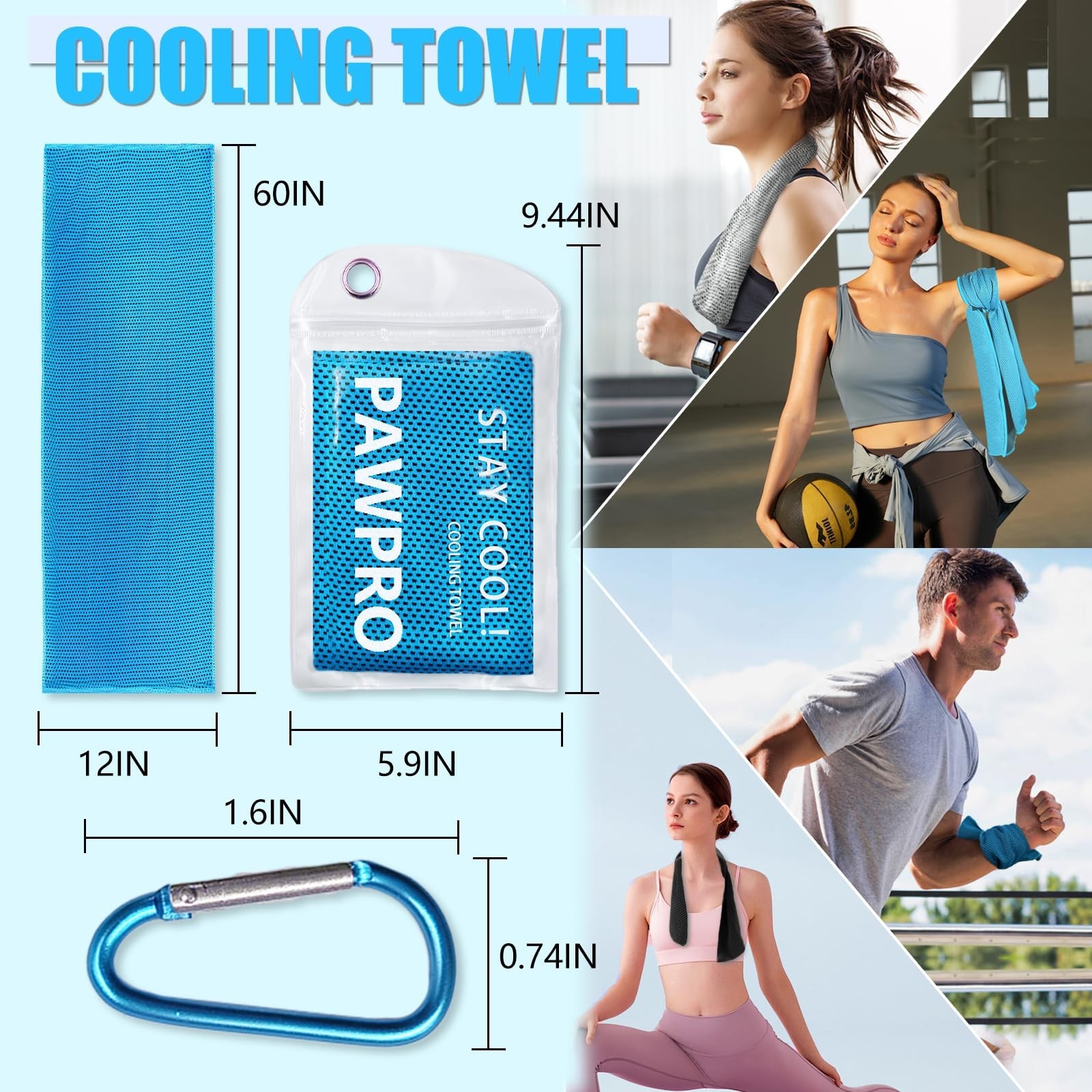 PAWPRO 4 Packs Cooling Towels for Neck and Face, Soft Breathable Gym Towels w…