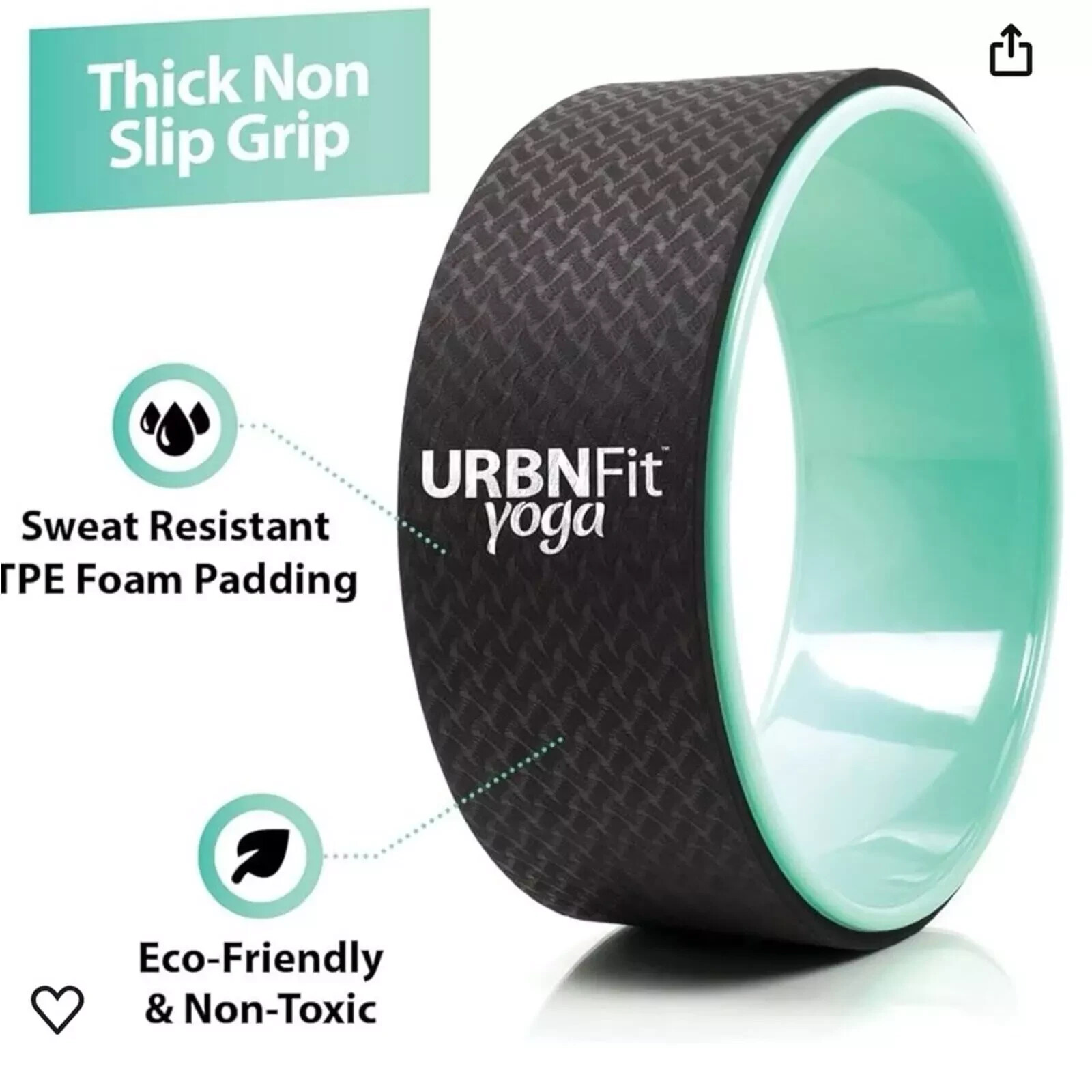 Urban Fit Asana 12” Yoga Wheel – Light Green and Black TPE Foam & PVC Plastic