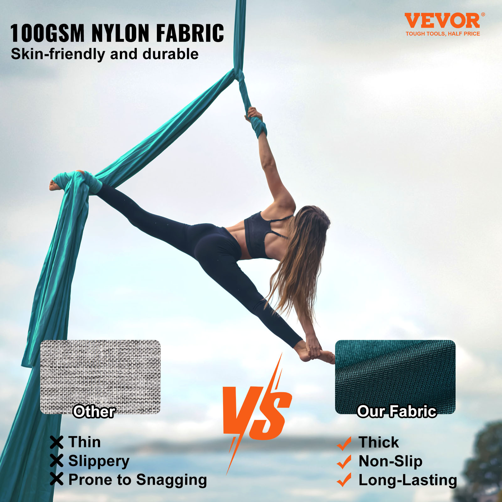 VEVOR Aerial Silk Yoga Swing Set 8.7 Yards Hammock Trapeze Inversion Fly Green