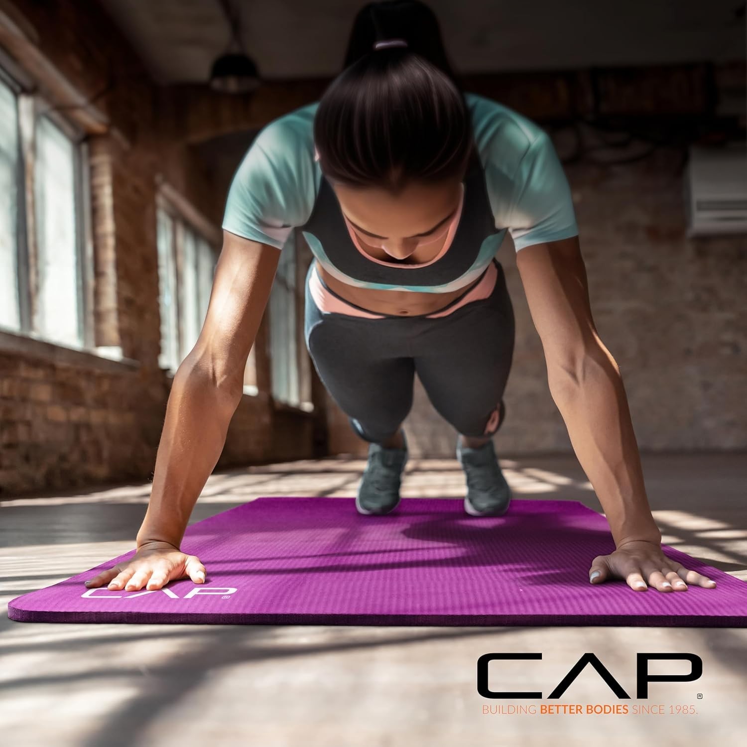 Wine 1/2-Inch High Density Yoga Mat with Strap, Supports & Non-slip