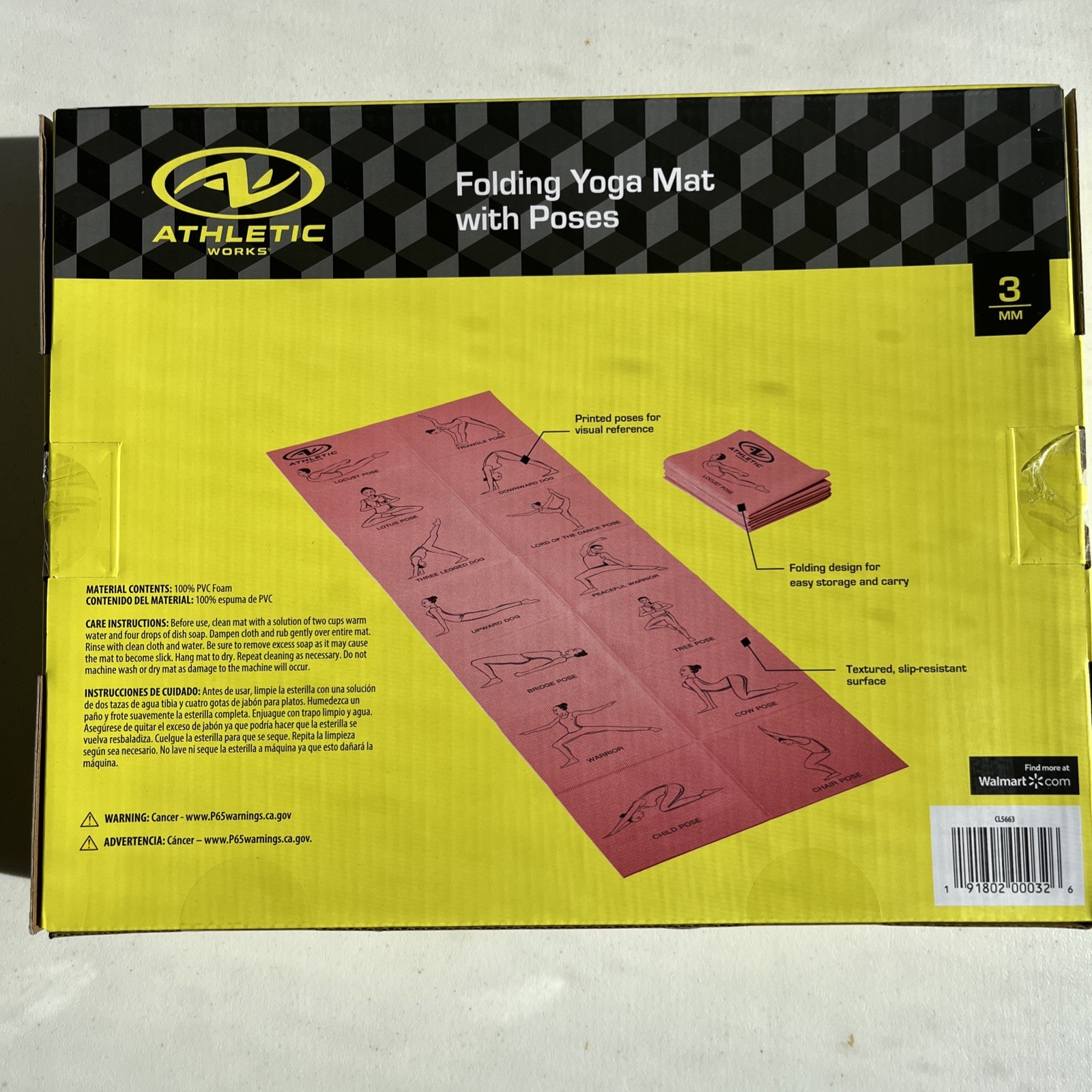 Yoga Mat: Athletic Works Folding Yoga Mat with Poses