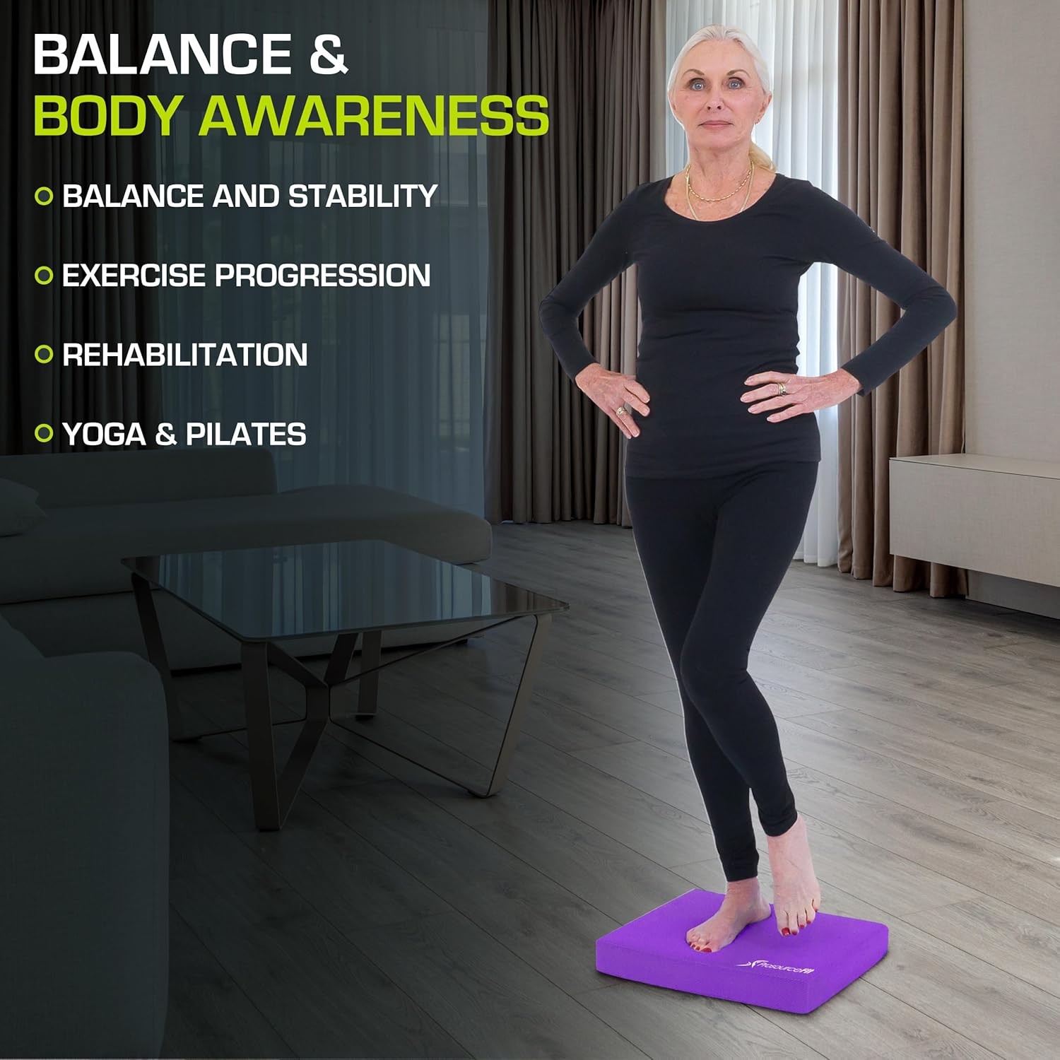 ProsourceFit Exercise Balance Pad Large Cushioned Non-Slip Foam Mat 15×19