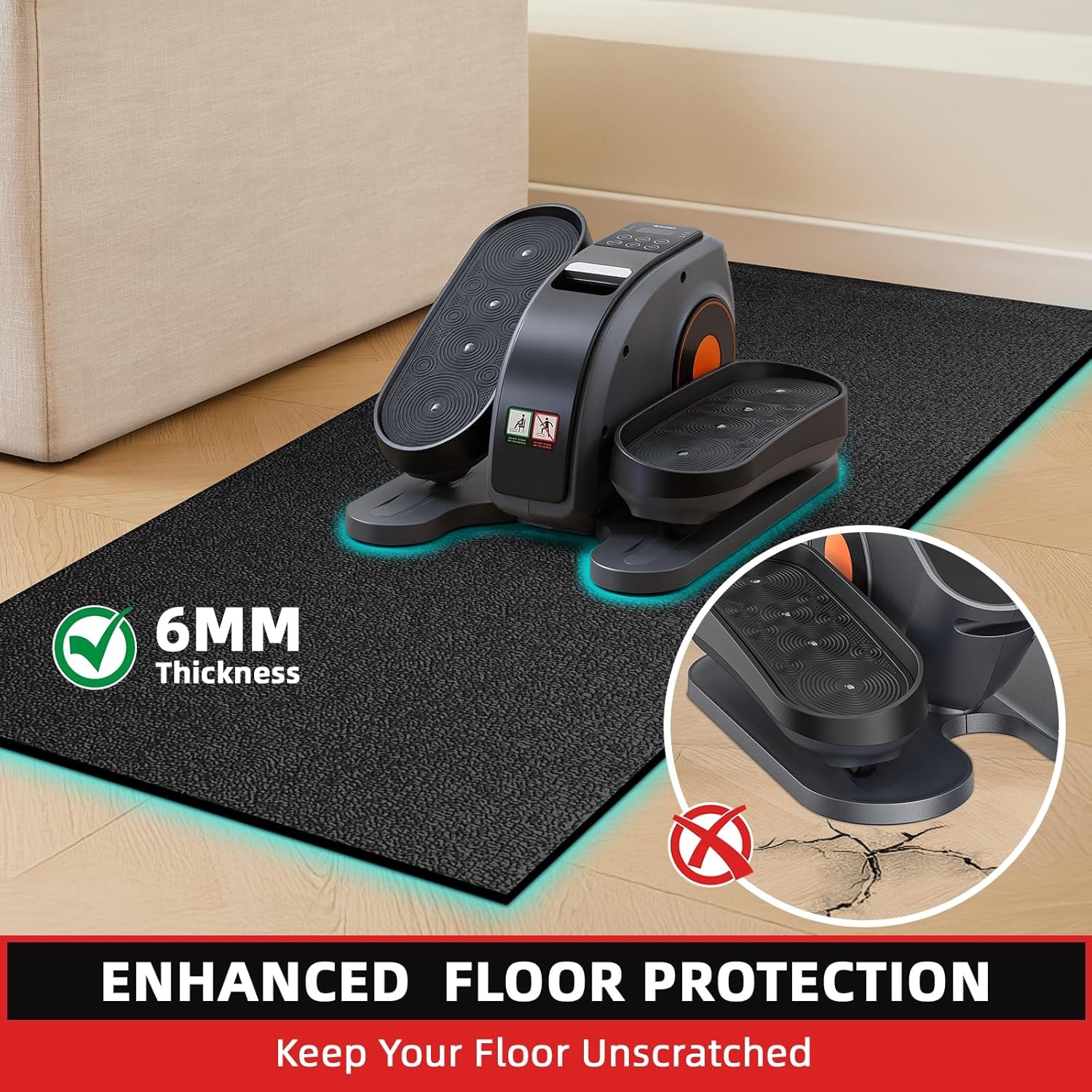 Treadmill Mat, 7&rsquo;x3&rsquo;/6&rsquo;x3&rsquo;/6&rsquo;x2.5&rsquo;/5.6&rsquo;x2&rsquo;/4&rsquo;x2&prime;, 6mm Thick Exercise Equipment