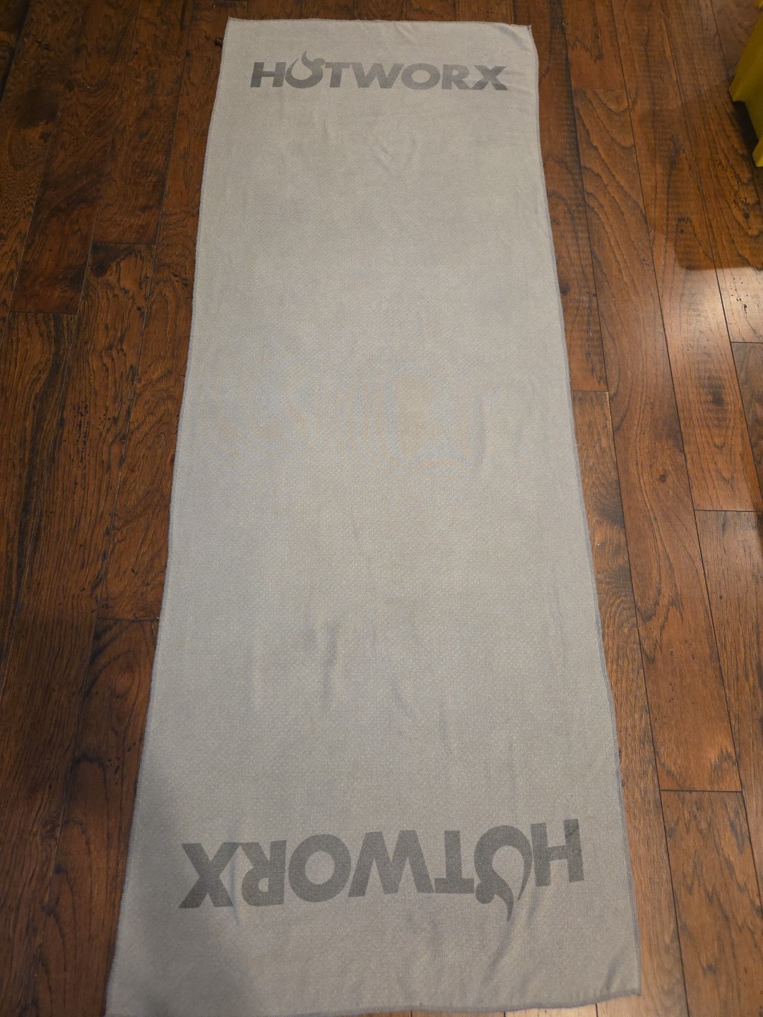 HOTWORX Brown Yoga Mat & Gray Black Non-Slip Towel & Black Rectangular Carry Bag