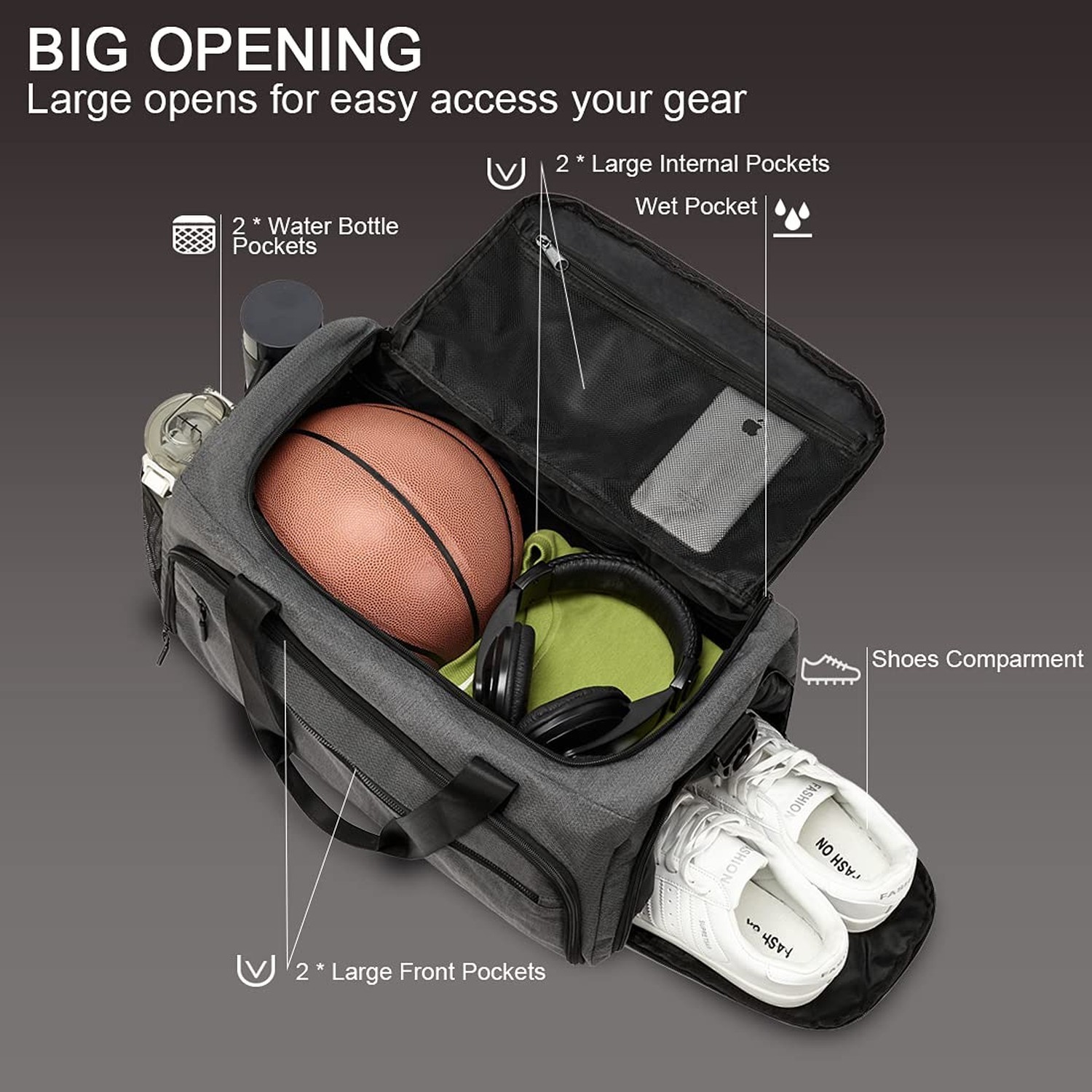 Gym Bag for Men Women, Small Fitness Workout Sports Bag with Wet Pocket & Sho…