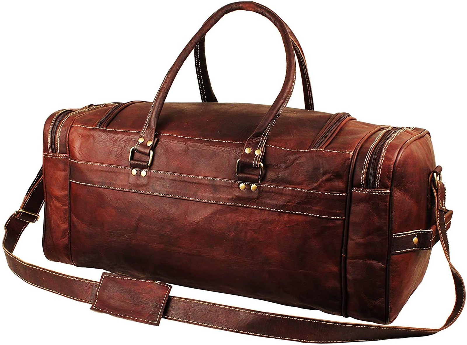 Men’s Gym Sports Overnight Weekender Bag Leather Travel Bags For Me… Fas