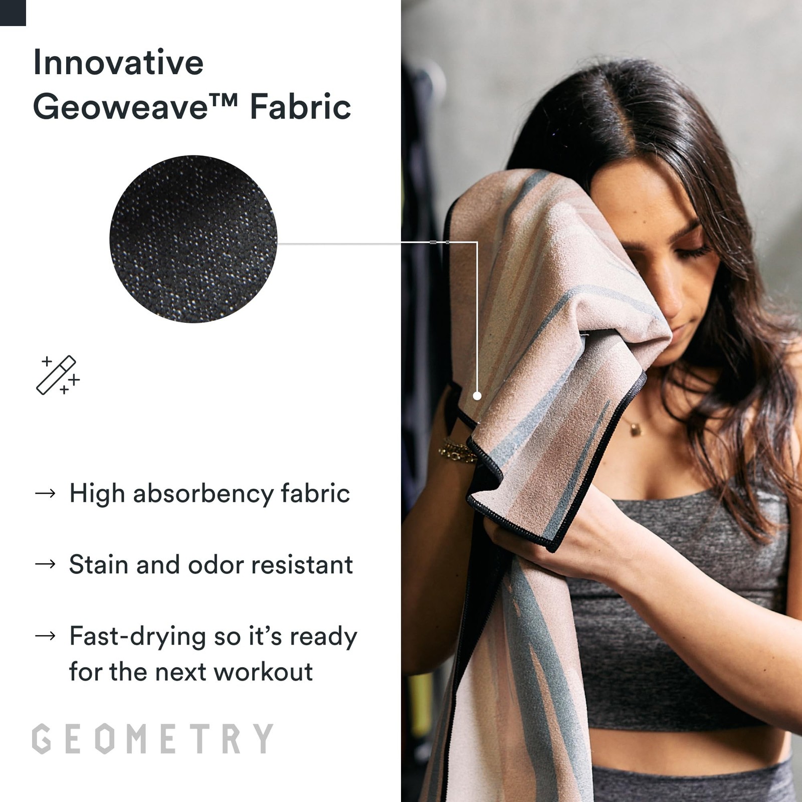 GEOMETRY Gym Towel for Working Out – Compact & Quick Dry, Super Absorbent Mic…