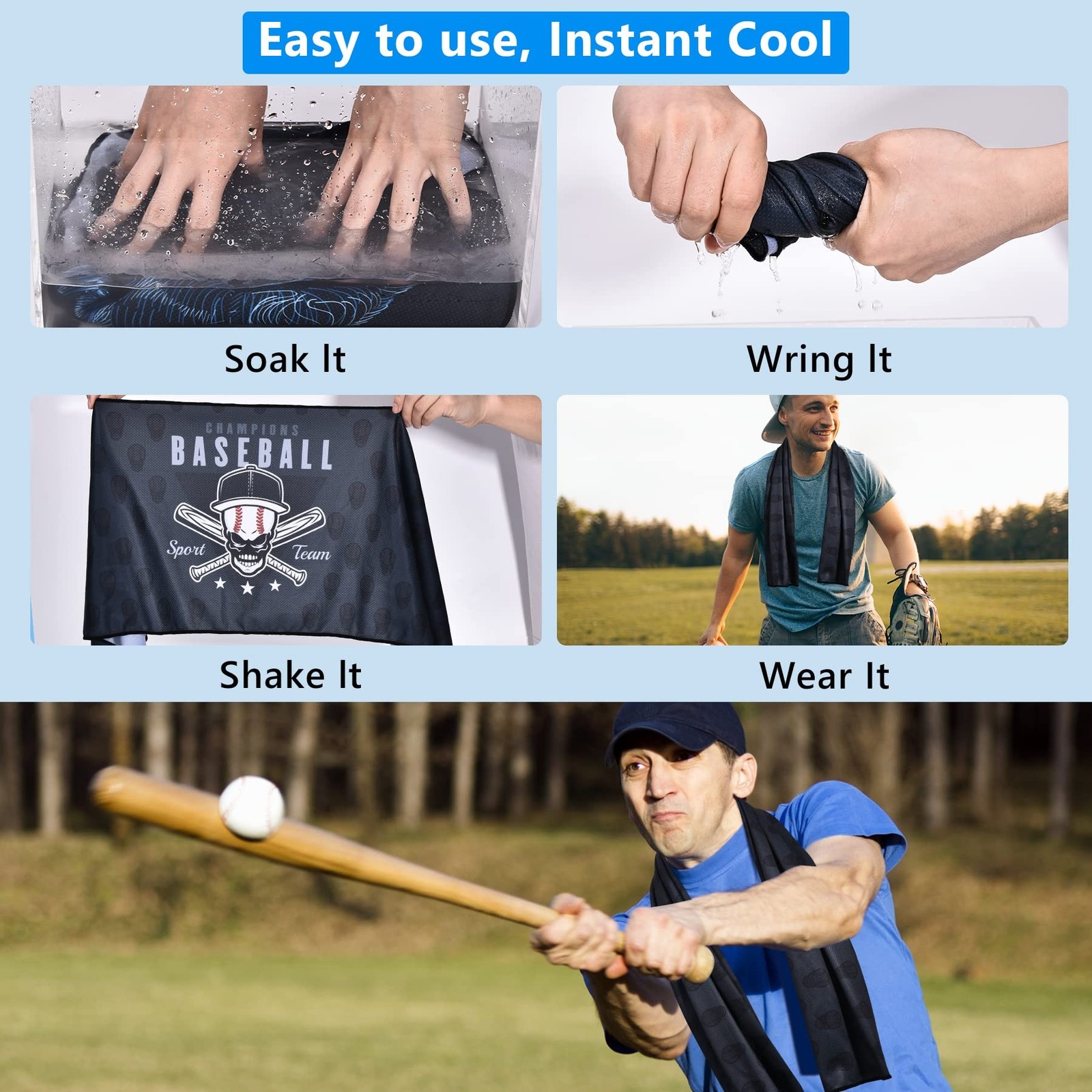 Sukeen Cooling Towels(40&Prime;x 12&Prime;), Cool Towels for Neck, Baseball Sport Sweat R…