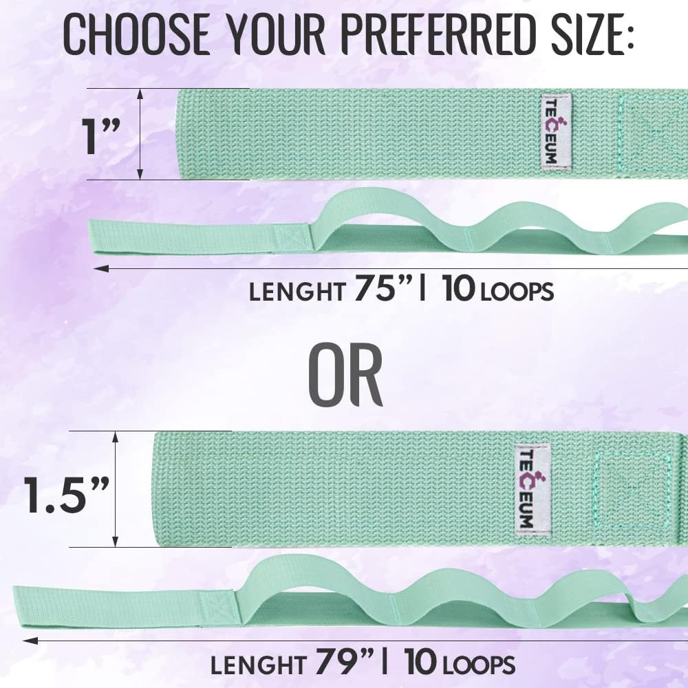 Stretching Strap for Yoga & Physical Therapy – 10 Loops – Non-Elastic Leg Stretc