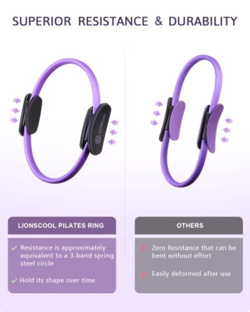 Pilates Ring Set – 14&Prime; Anti-Deformation Magic Circle with Padded Purple