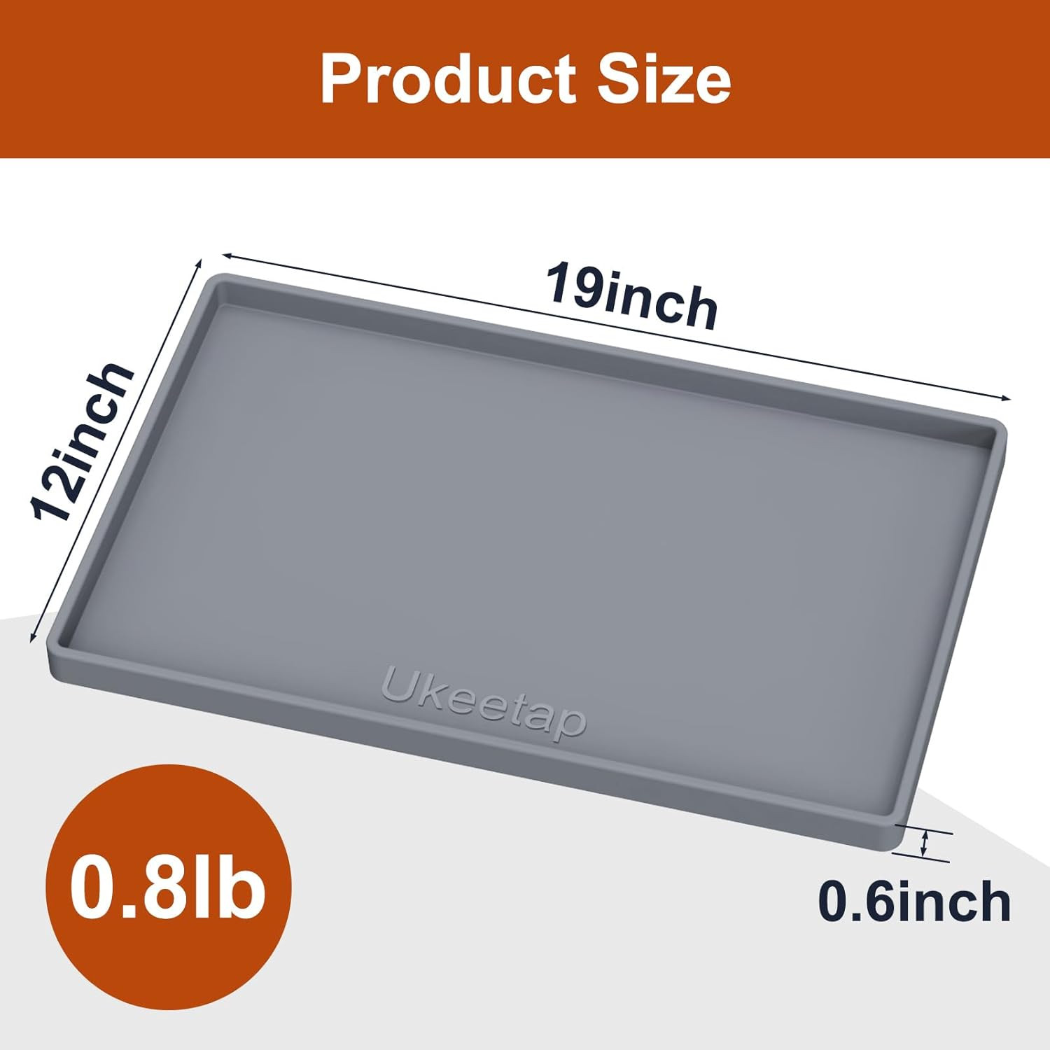 Extra Thick Silicone Mat Waterproof with Raised Edge 19” X 12”, BPA Free Non-Sli