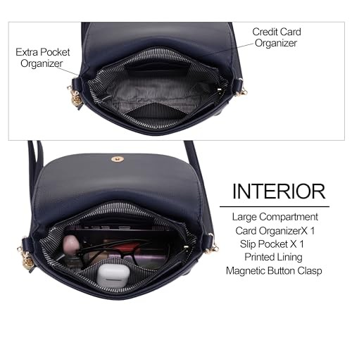 Small Crossbody Bags for Women Trendy Flap Saddle Purses with Tassel Navy