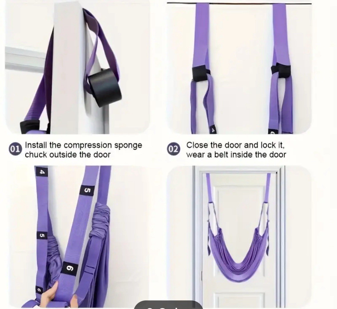 Purple or Pink Aerial Yoga Rope – Door-Mounted Stretching Strap