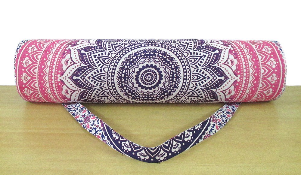 White Mandala Yoga Mat Carrier Bag Hippie Mandala Cotton Bag With Shoulder Strap