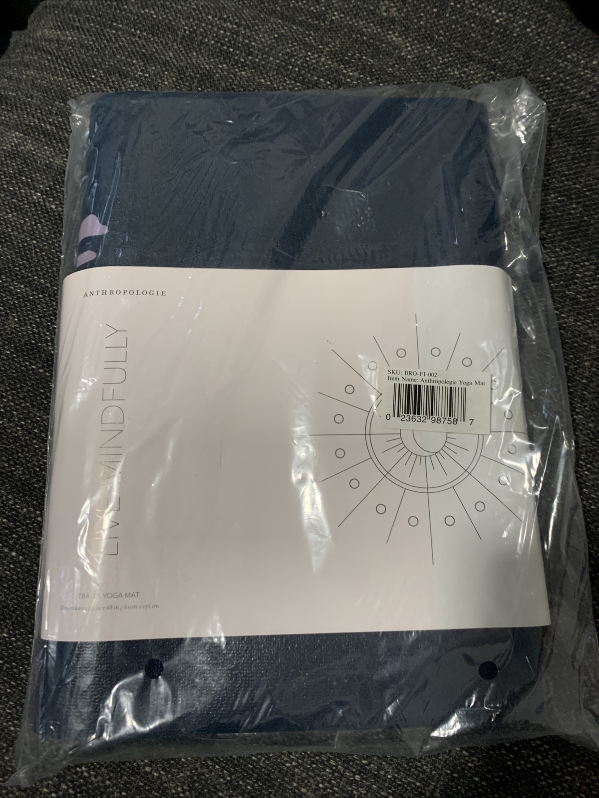 Anthropologie Live Mindfully Travel Yoga Mat Blue New