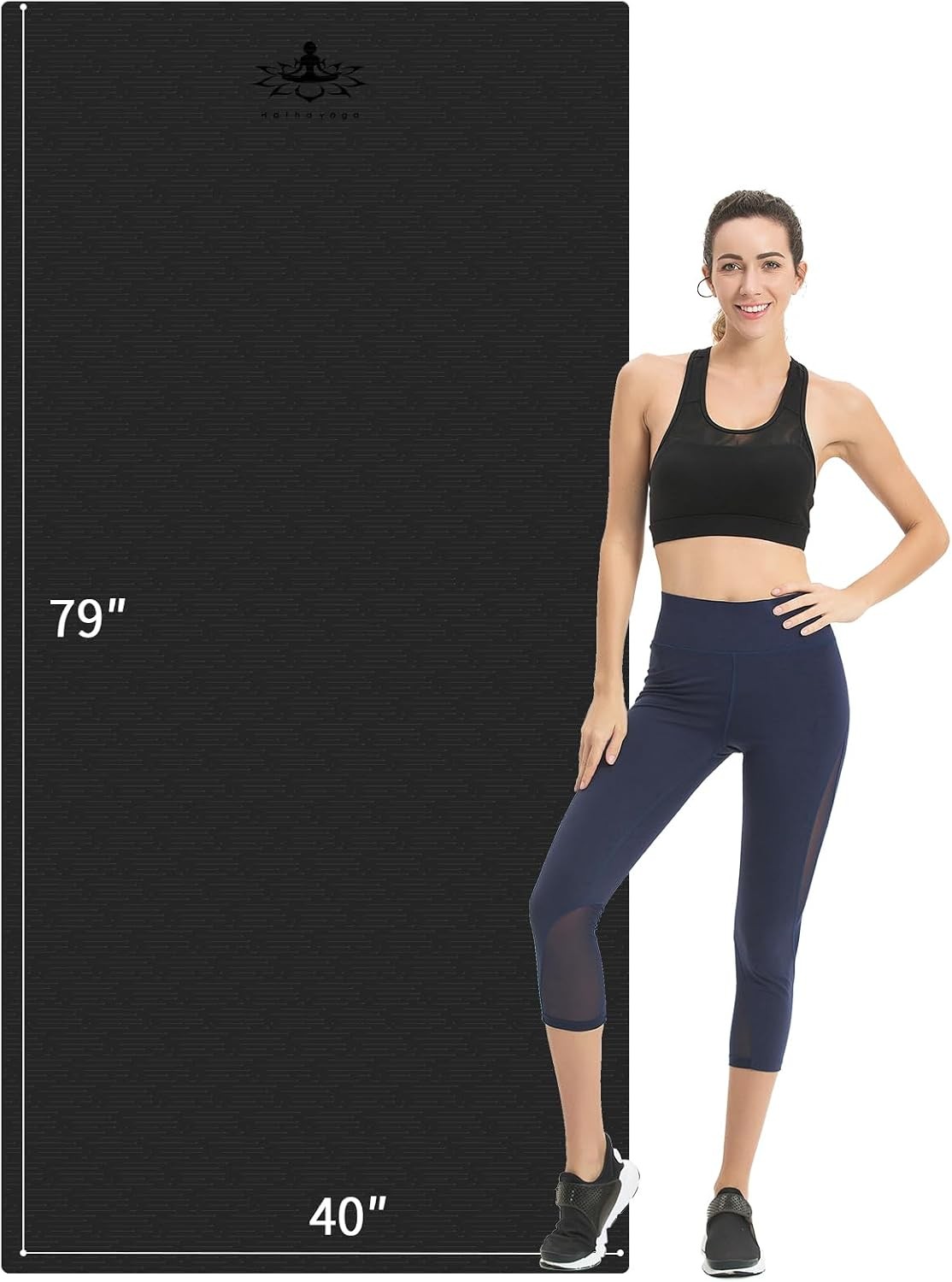 Extra Long TPE Yoga Mat 79&Prime; x 40&Prime; x 1/2&Prime; Thick Non-slip Exercise Mat Home Gym