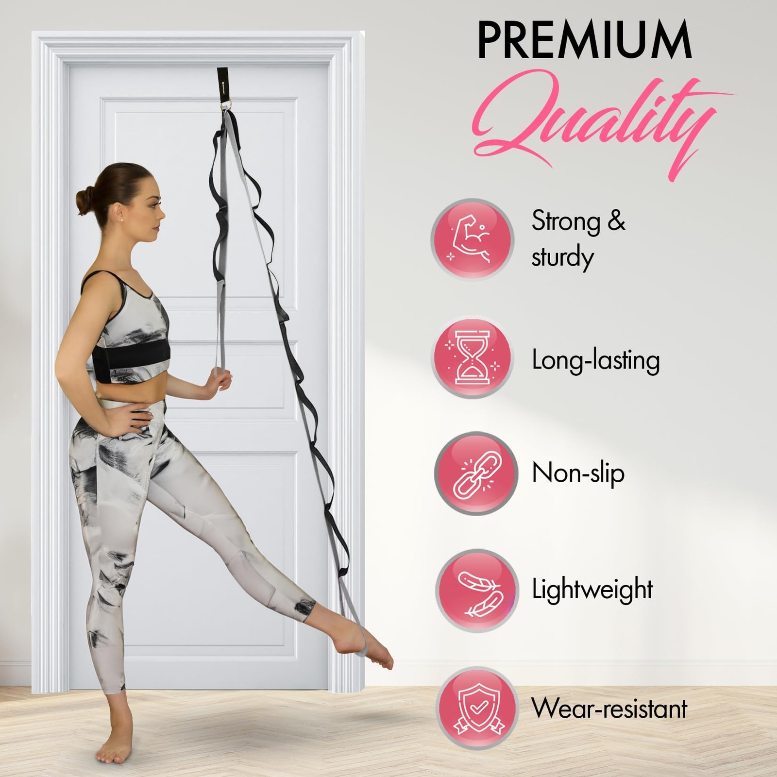 10-Loop Yoga Strap with Door Anchor – Stretch Strap for Flexibility, Deep Str…