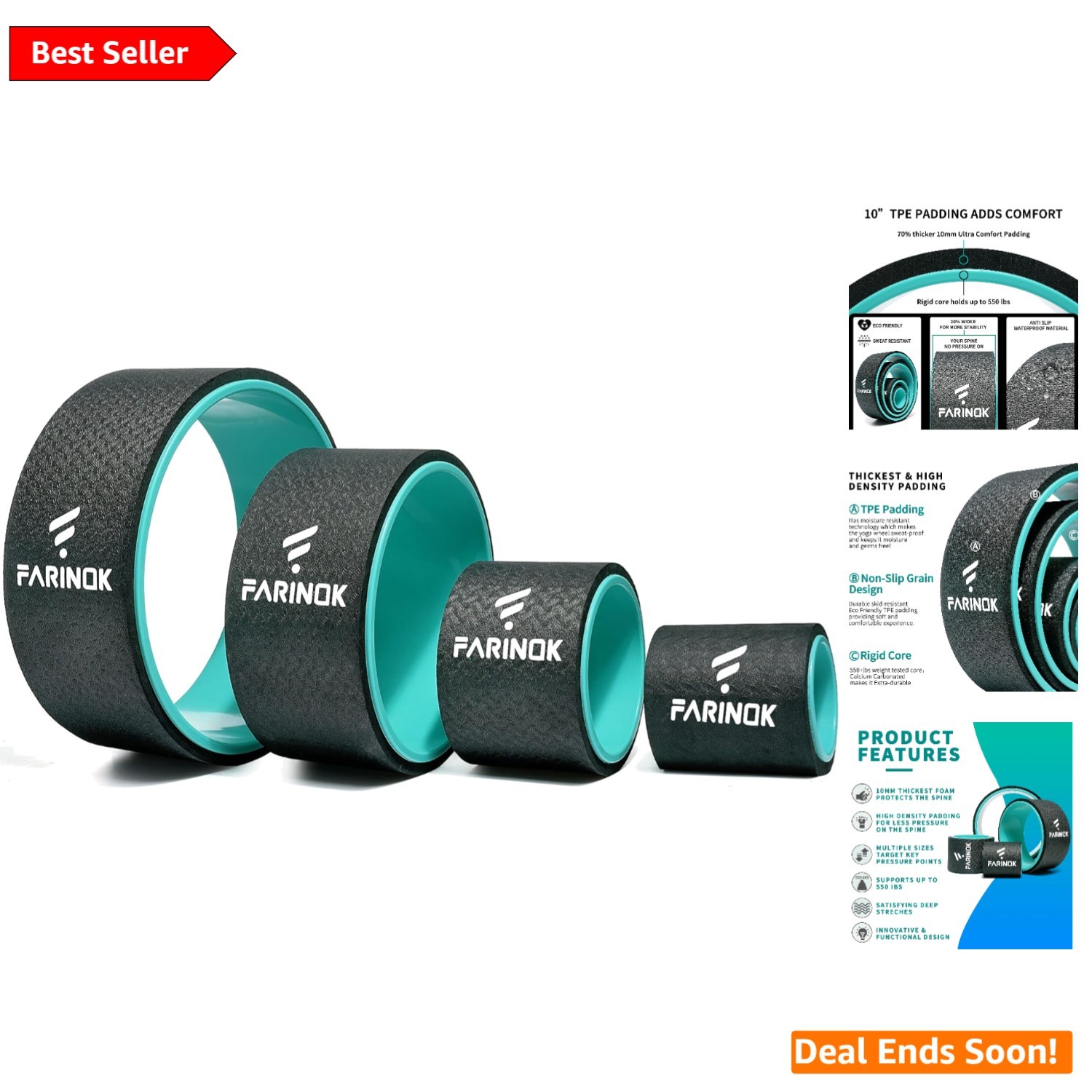 Eco-Friendly Yoga Wheel Set – 4 Wheels with 10MM Cushioning for Ultimate Comfort