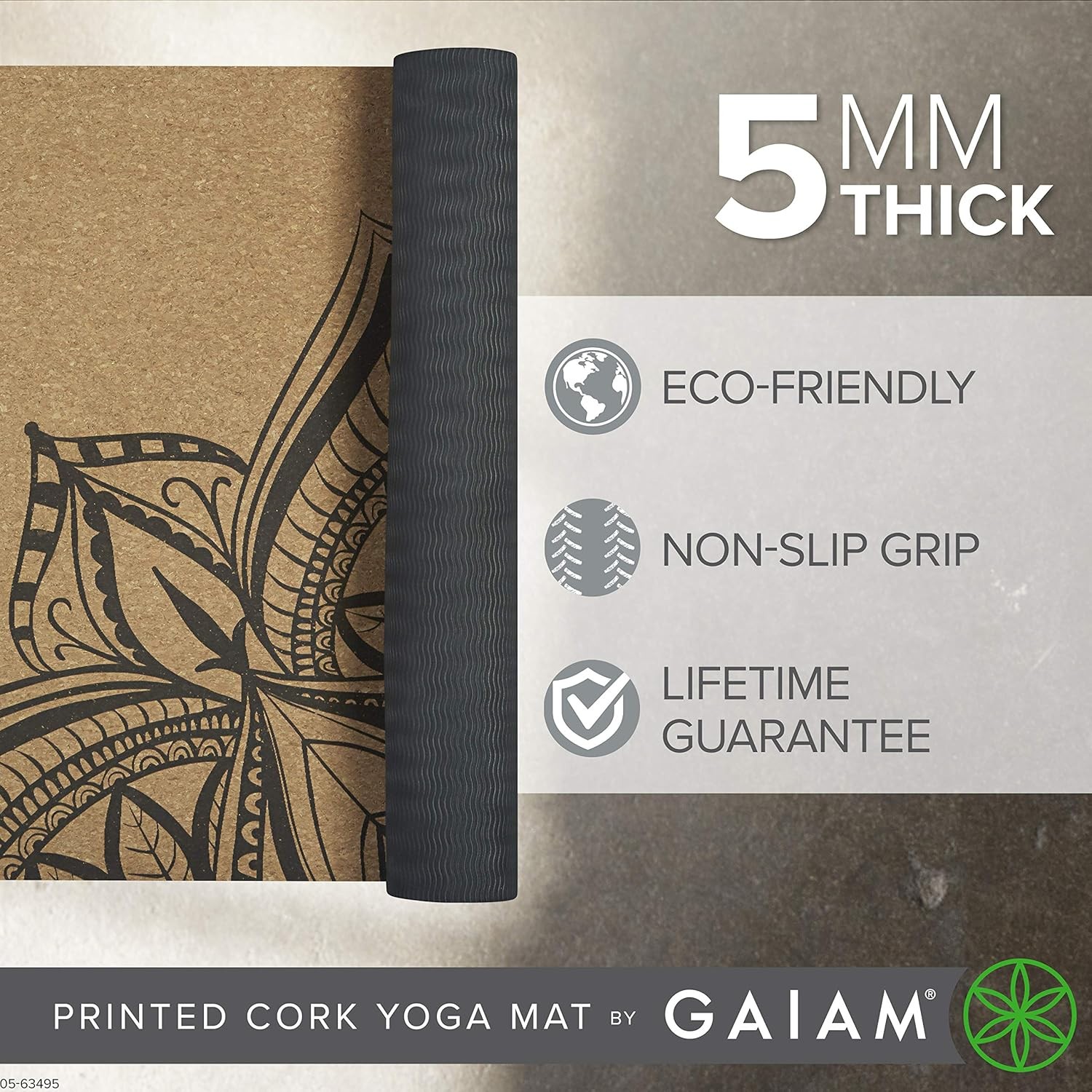 Cork Yoga Exercise Mat | Natural Sustainable Cork Resists Sweat and Odors |