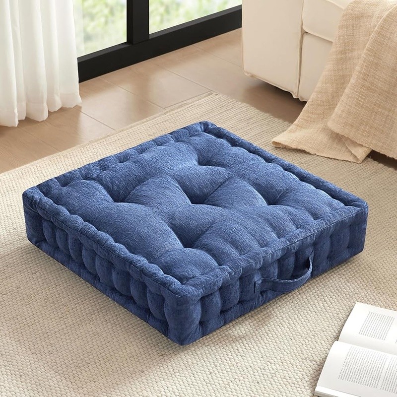 Large Floor Cushion Tufted Meditation Pillow Yoga Support Portable Handle New