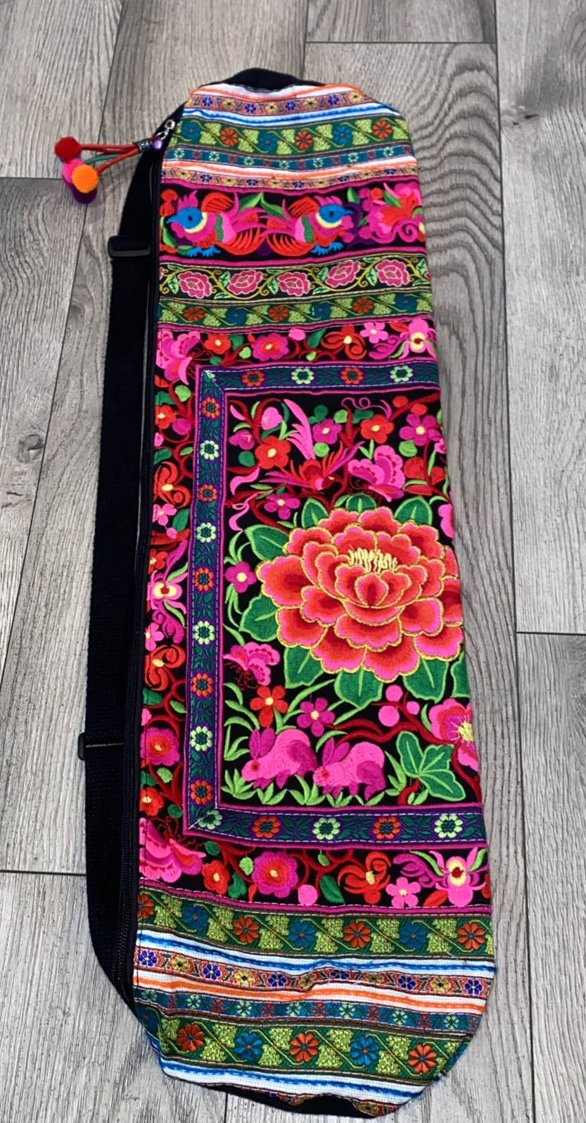 Embroidered Floral Yoga Matt
