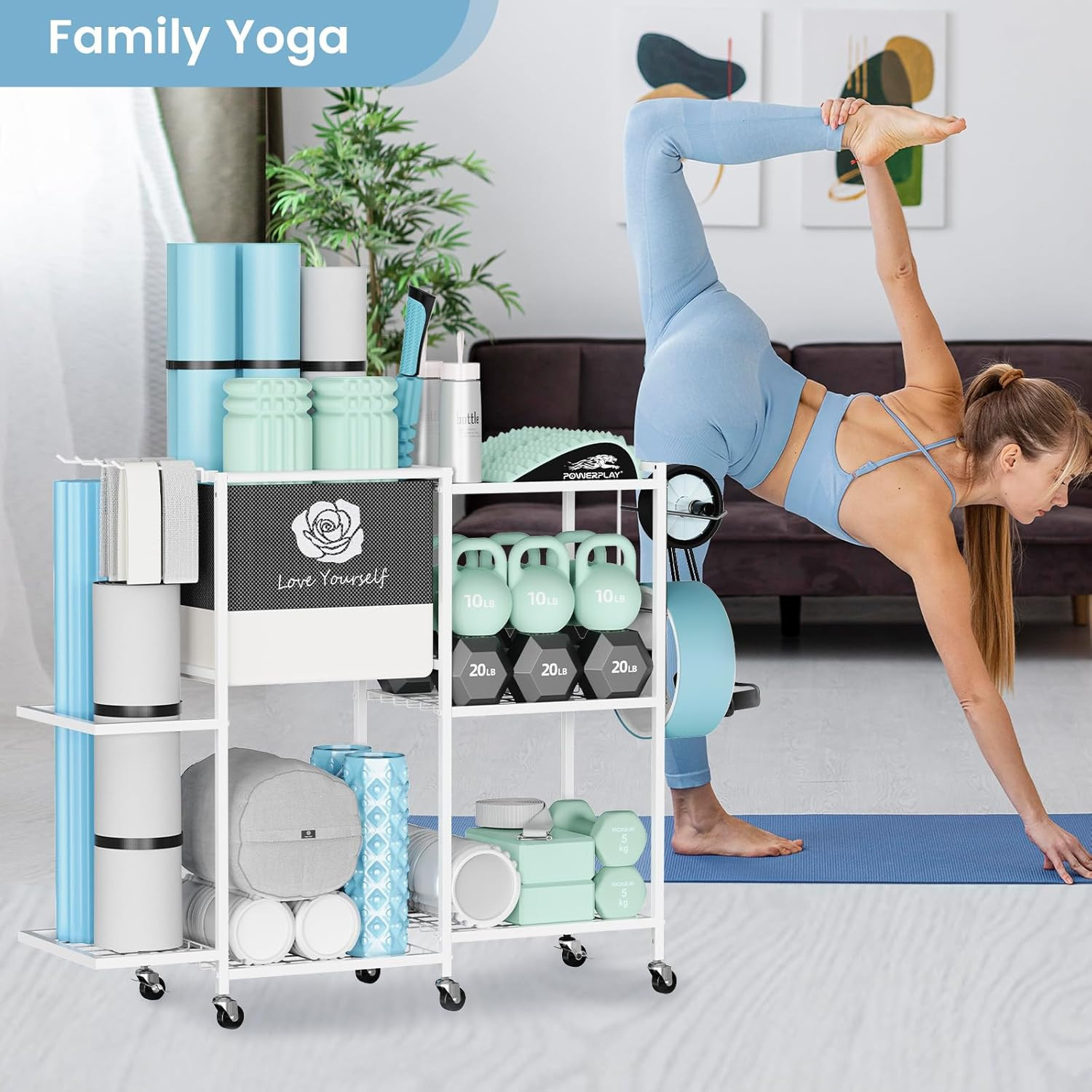 Yoga Mat Storage Rack，Home Gym Storage Rack Gym Workout Equipment Storage Organi