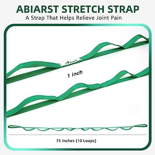 Abiarst Stretching Strap Yoga Strap for Physical Therapy, 10 Loops Yoga Strap…