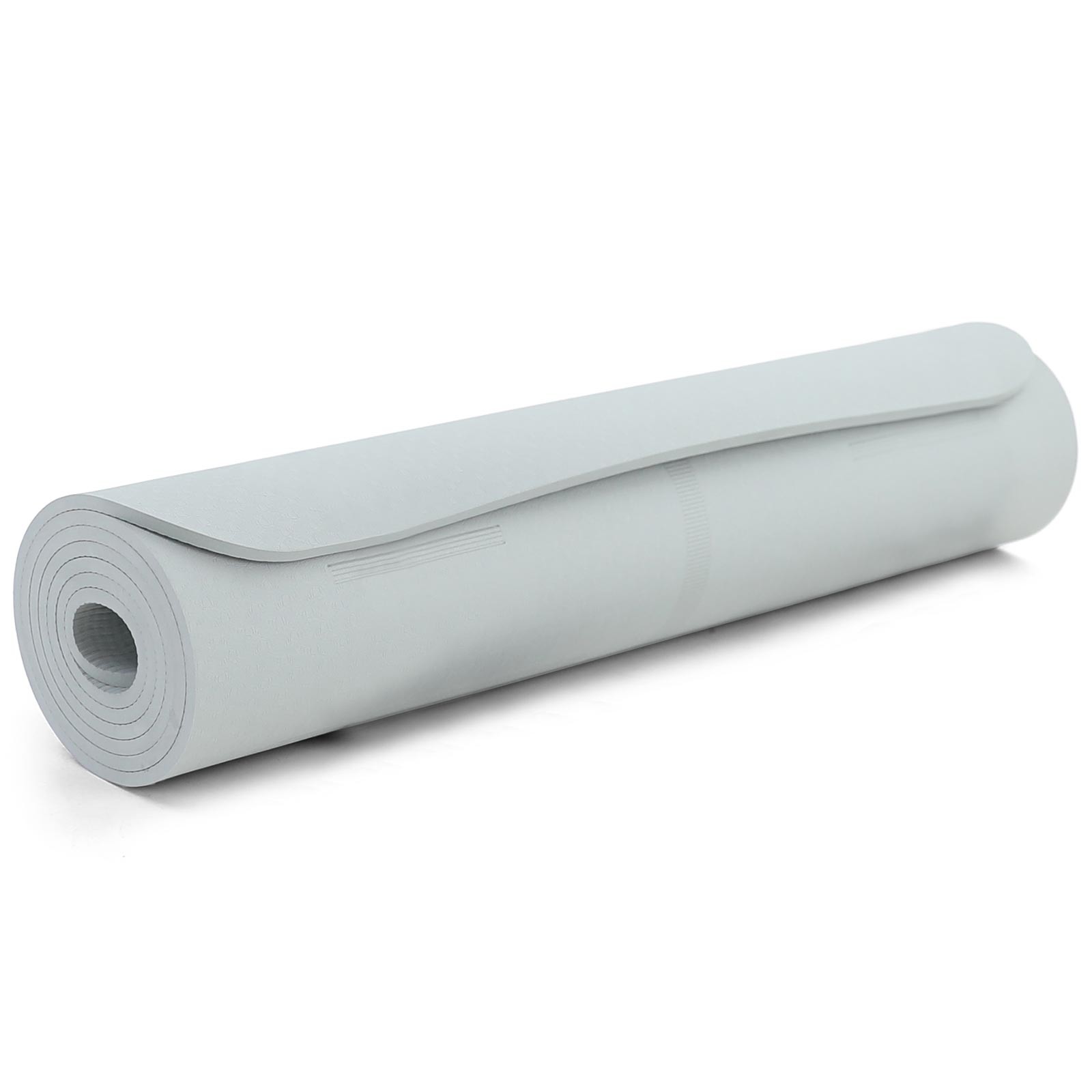 Premium yoga mat with symbols TPE grey 182x61cm also for fitness Pilates