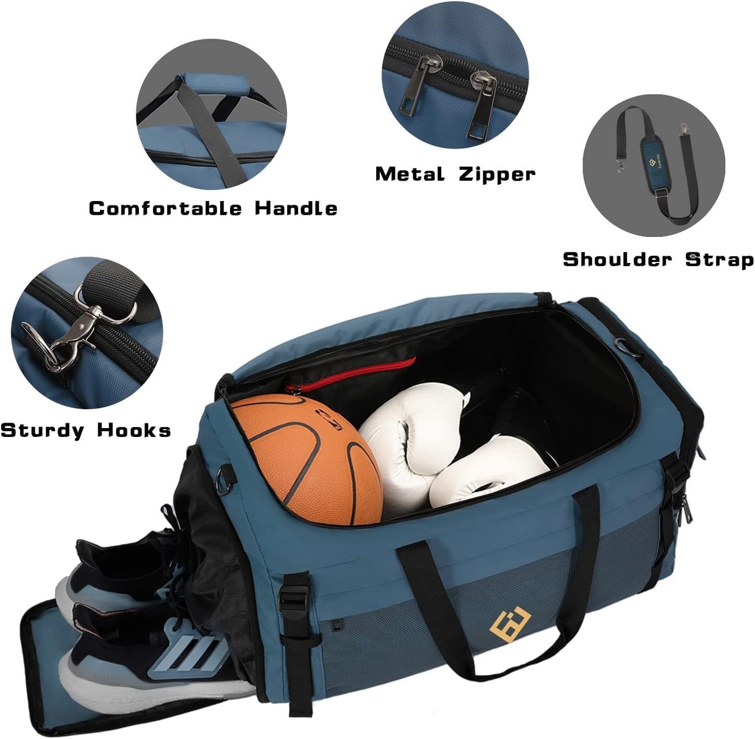 Extra Large Sports Gym Bag, Travel Duffel bag with Wet Pocket & Shoes Compart…