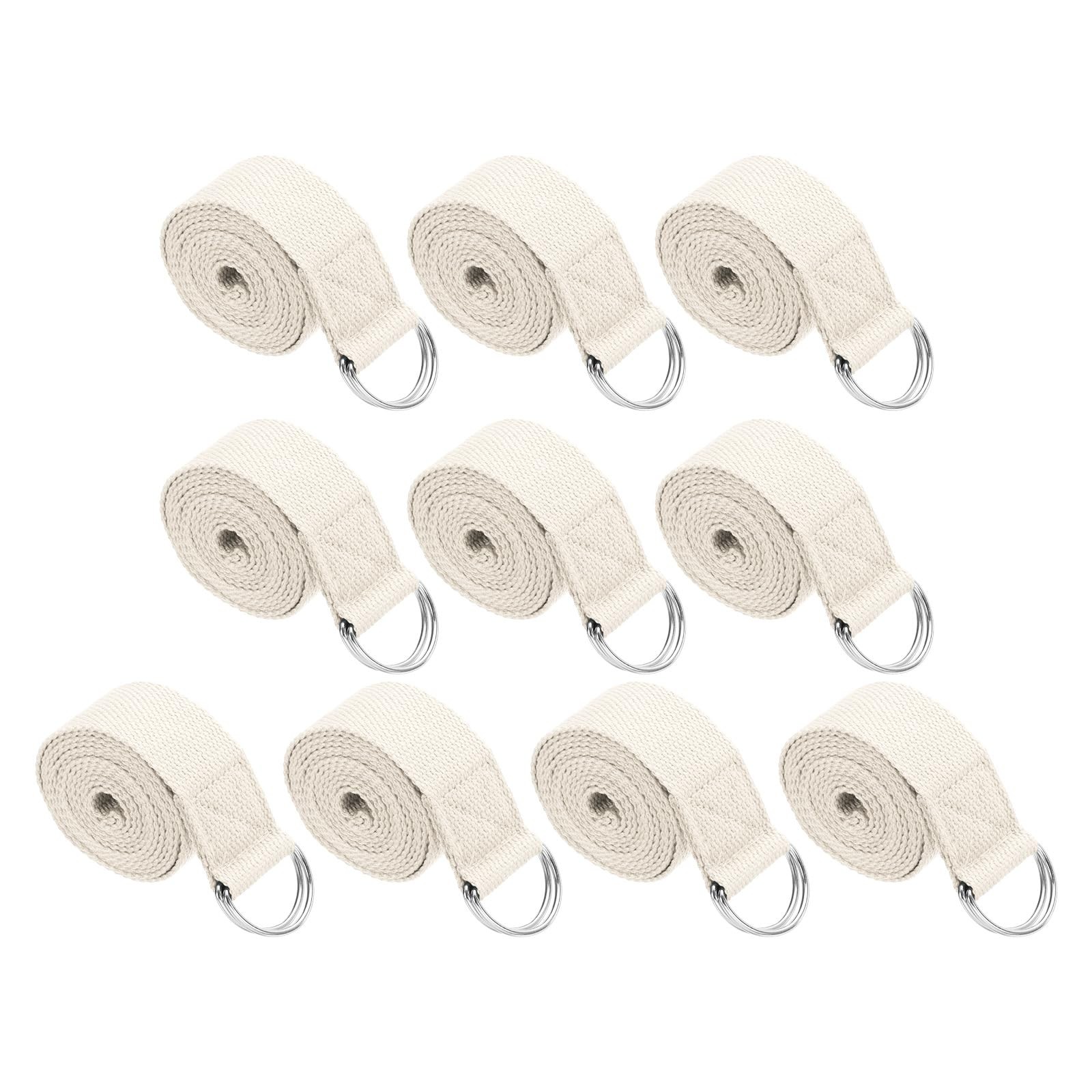 Yoga Strap for Stretching 6 Feet, 10Pcs Cotton Yoga Belt with Adjustable Meta…