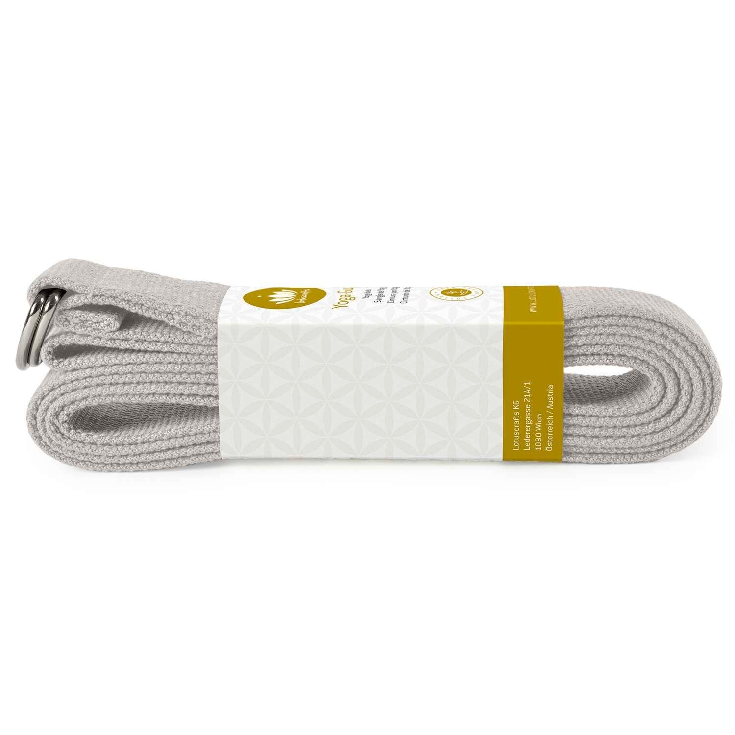 Lotuscrafts 8FT Yoga Strap | Organic Cotton Stretch Band, Cement Grey, 2-Pack