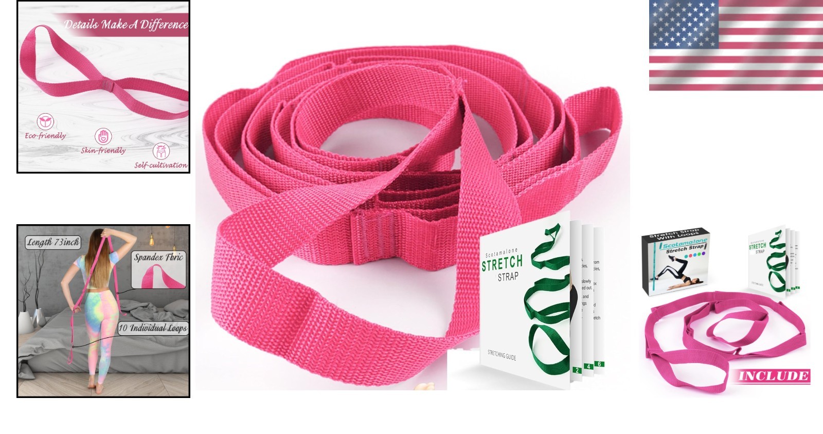 Yoga Stretch Strap with Aesthetic Packaging – Ideal for Home Workouts & Therapy