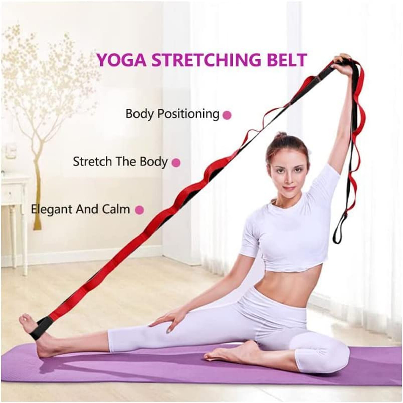 Yoga Stretch Strap Improve Flexibility Mobility Fitness Pilates Physical Therapy