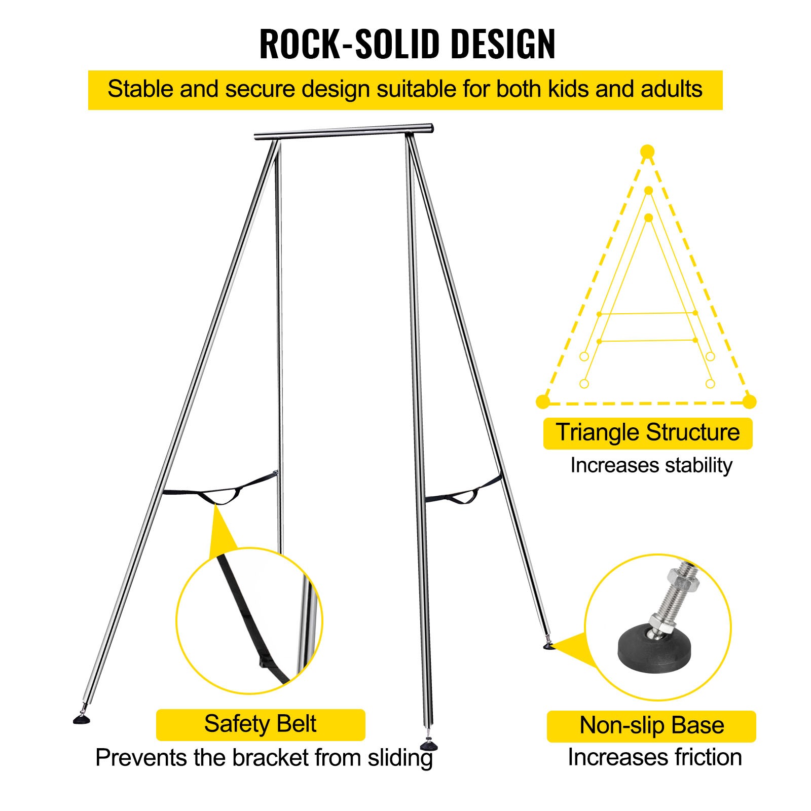 Uimoso Aerial Yoga Frame w/ Swing Bar 20Ft Silk Set for Trapeze and Hammocks