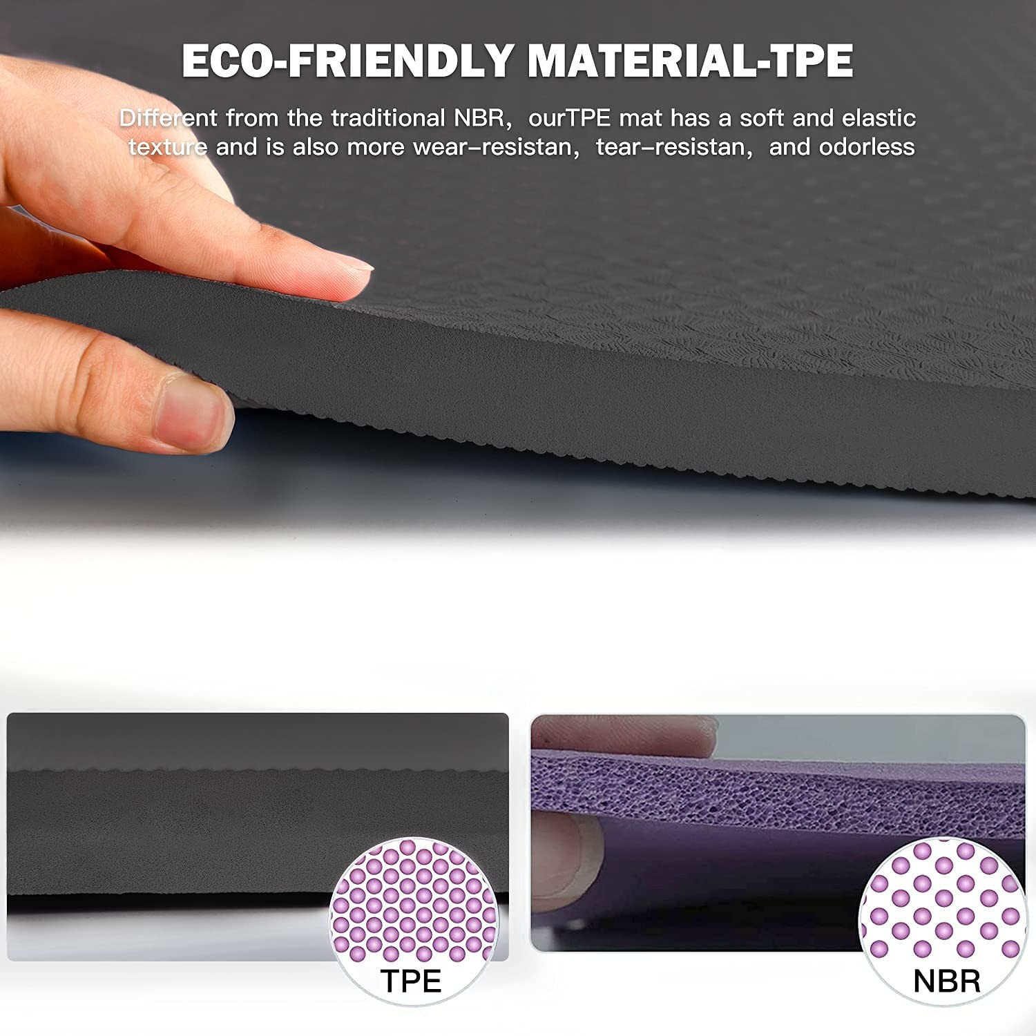 4/5 inch TPE Yoga Mat Fitness & Exercise Mats Large Size 72&Prime;L x 32&Prime;W Non-Slip…