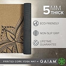 Cork Yoga Exercise Mat | Natural Sustainable Cork Resists Sweat and Odors |