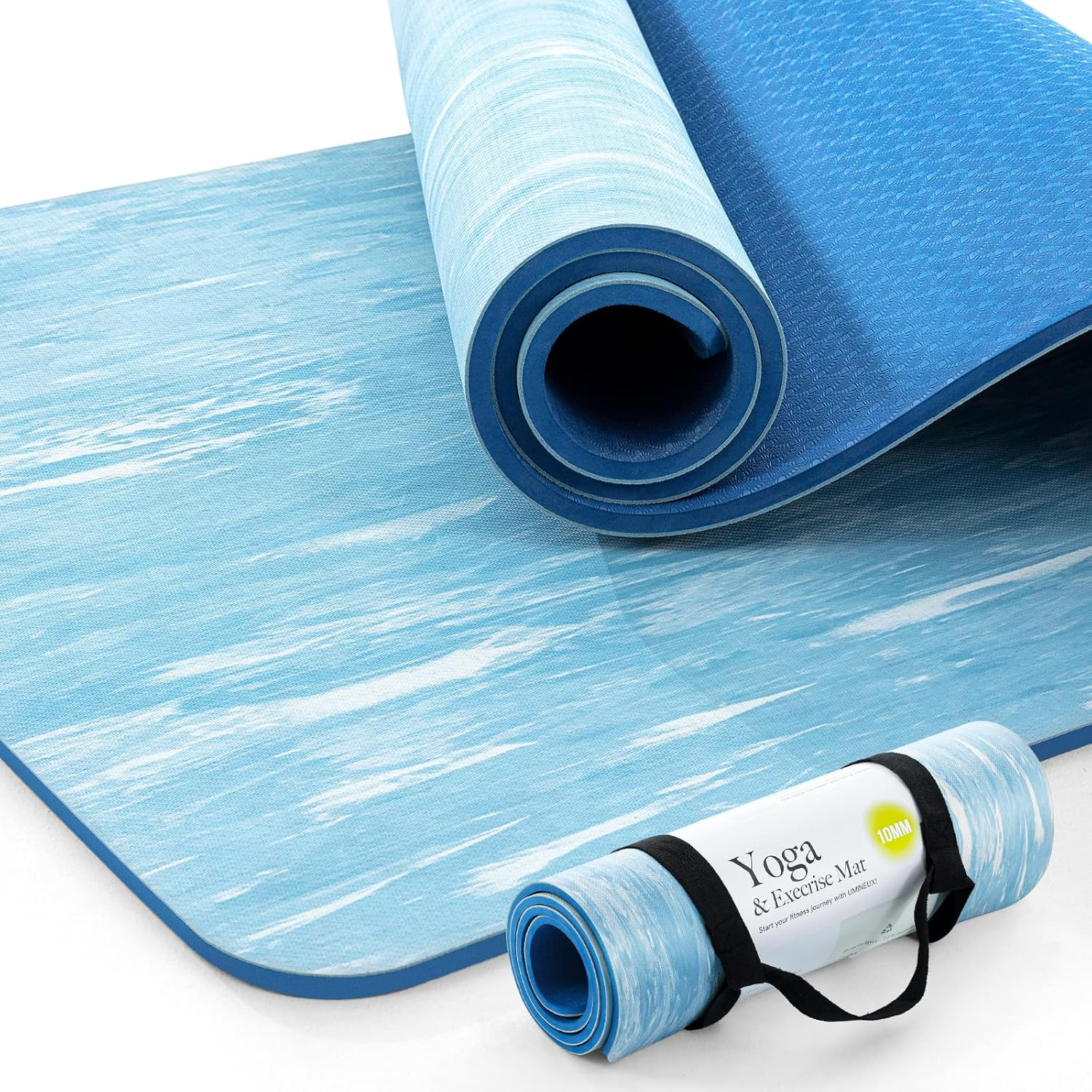 Extra Thick Yoga Mat, 2/5 Inch (10MM), Natural Rubber and TPE Non Slip Yoga Mats