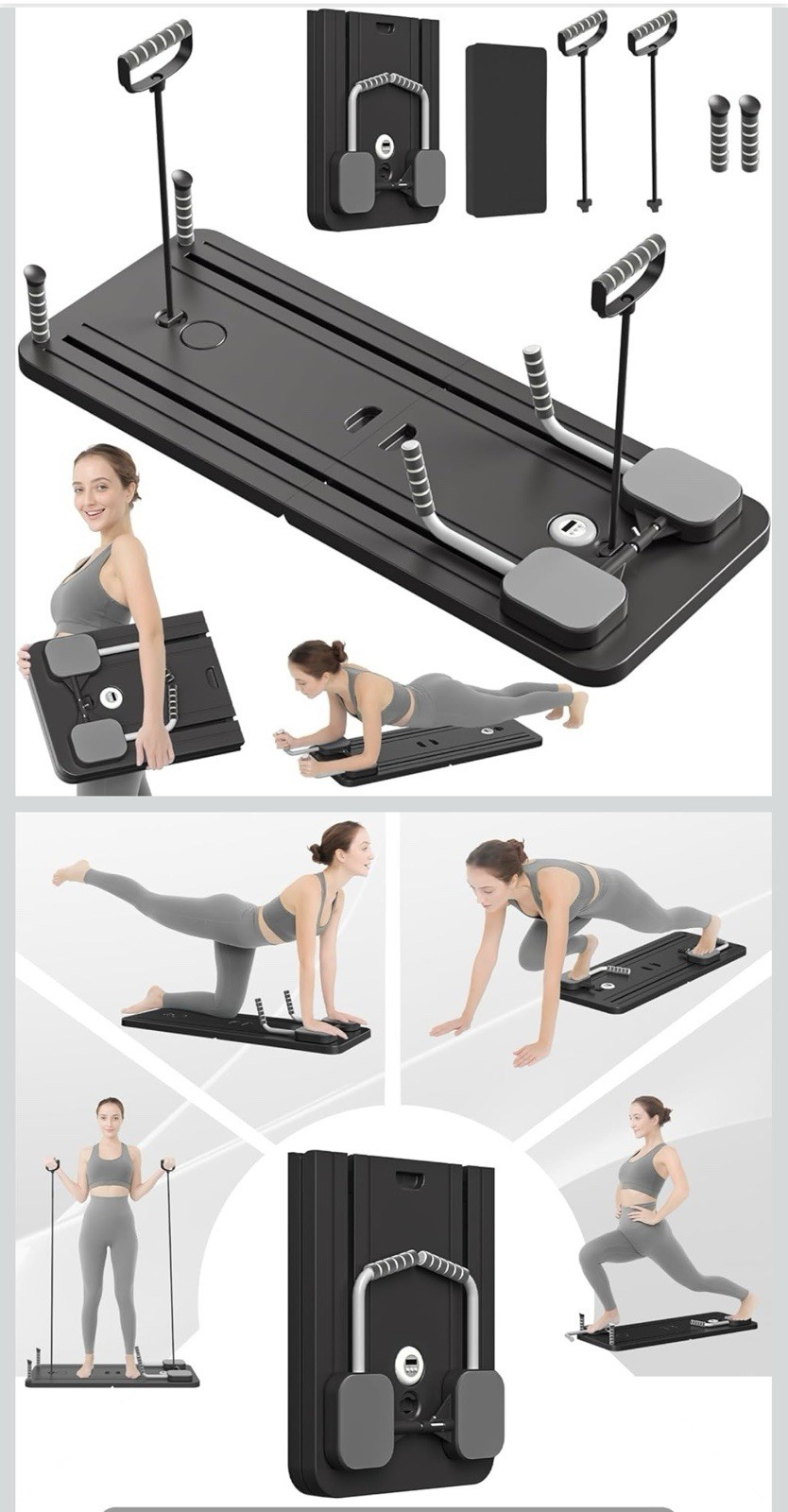 Pilates Board Reformer For Home Workout Black