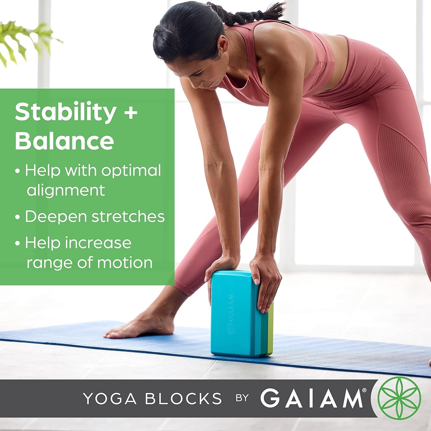 Gaiam Yoga Block, Non-Slip EVA Foam Supportive Fitness Block with Beveled Edges