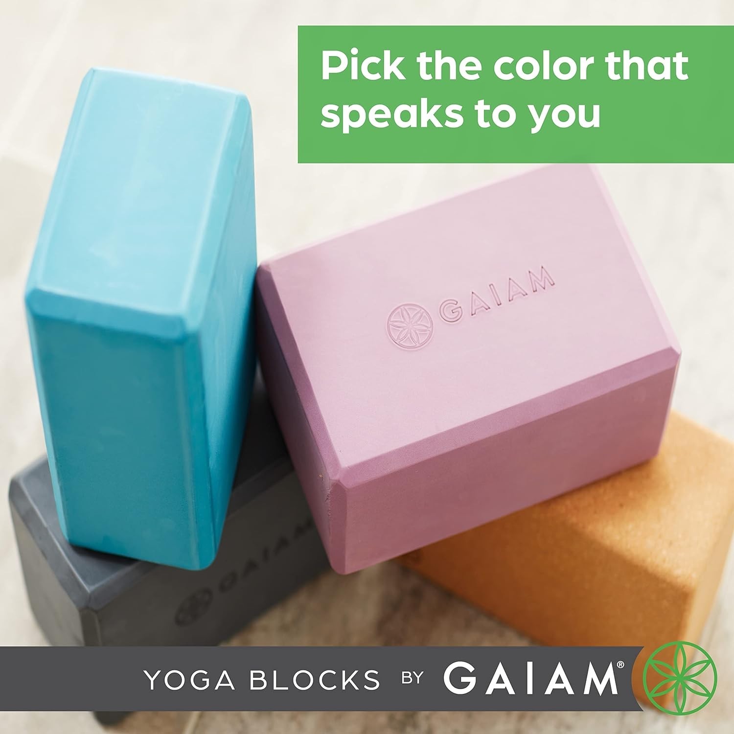 Gaiam Yoga Block, Non-Slip EVA Foam Supportive Fitness Block with Beveled Edges