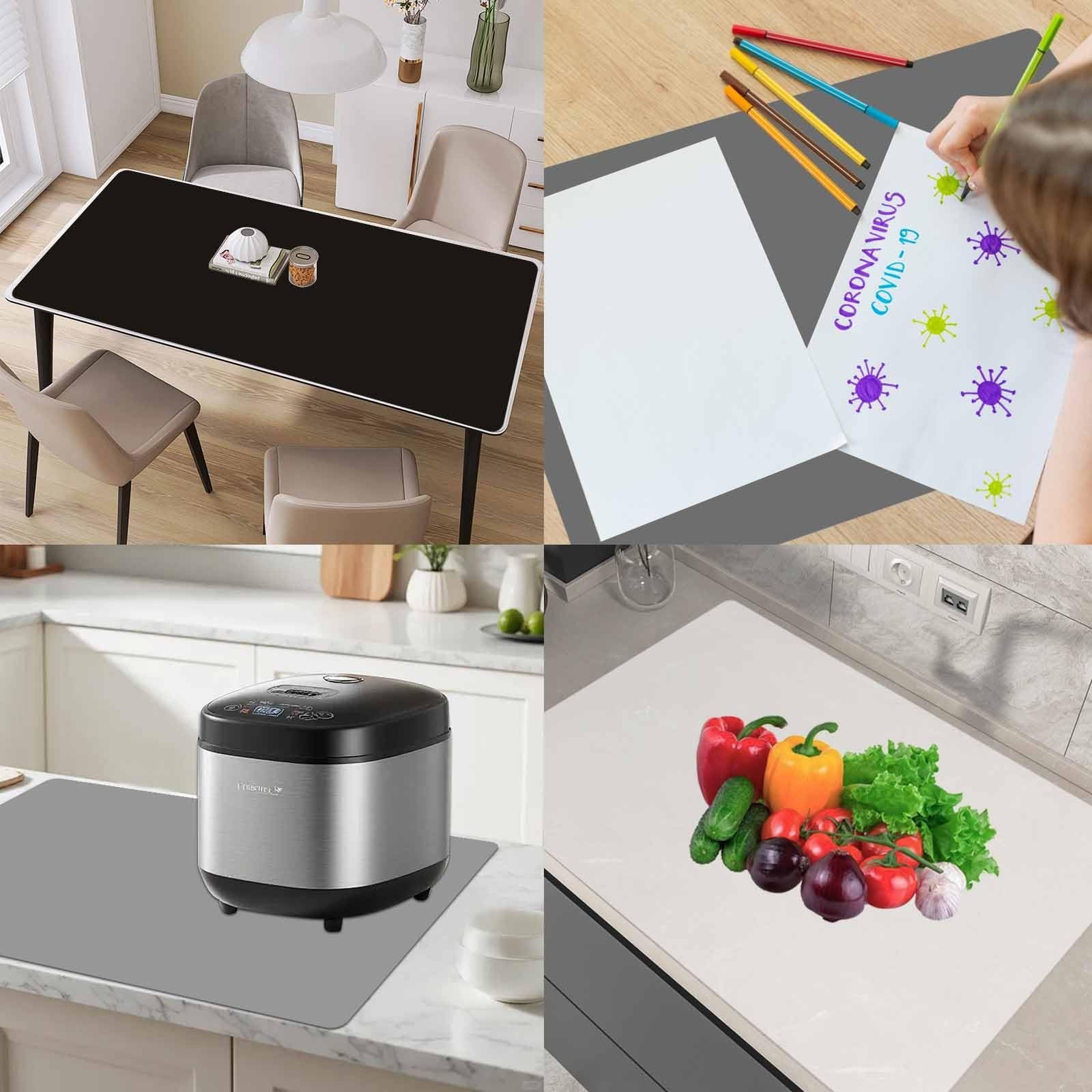 23.6&Prime;x15.7&Prime;(60cmx40cm) Large Silicone Mat for Kitchen Counter, Non-Slip Heat …