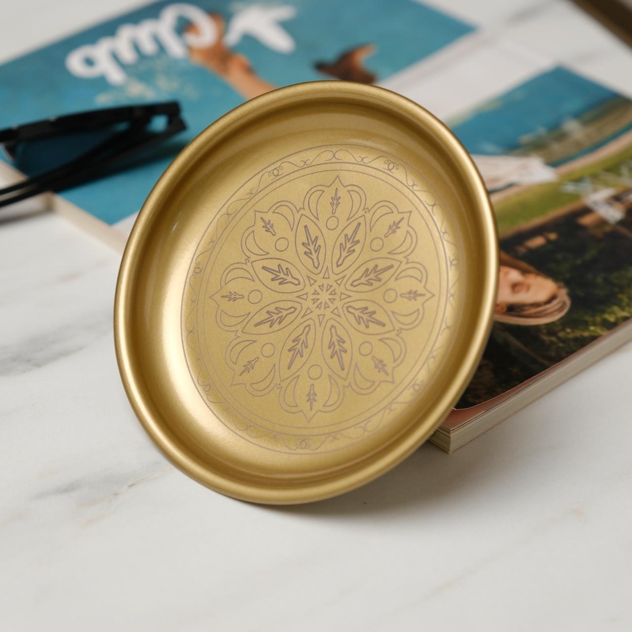 Sheet Brass Tray for Yoga Meditation–Mandala Crystal Display Zen Boho Home Decor