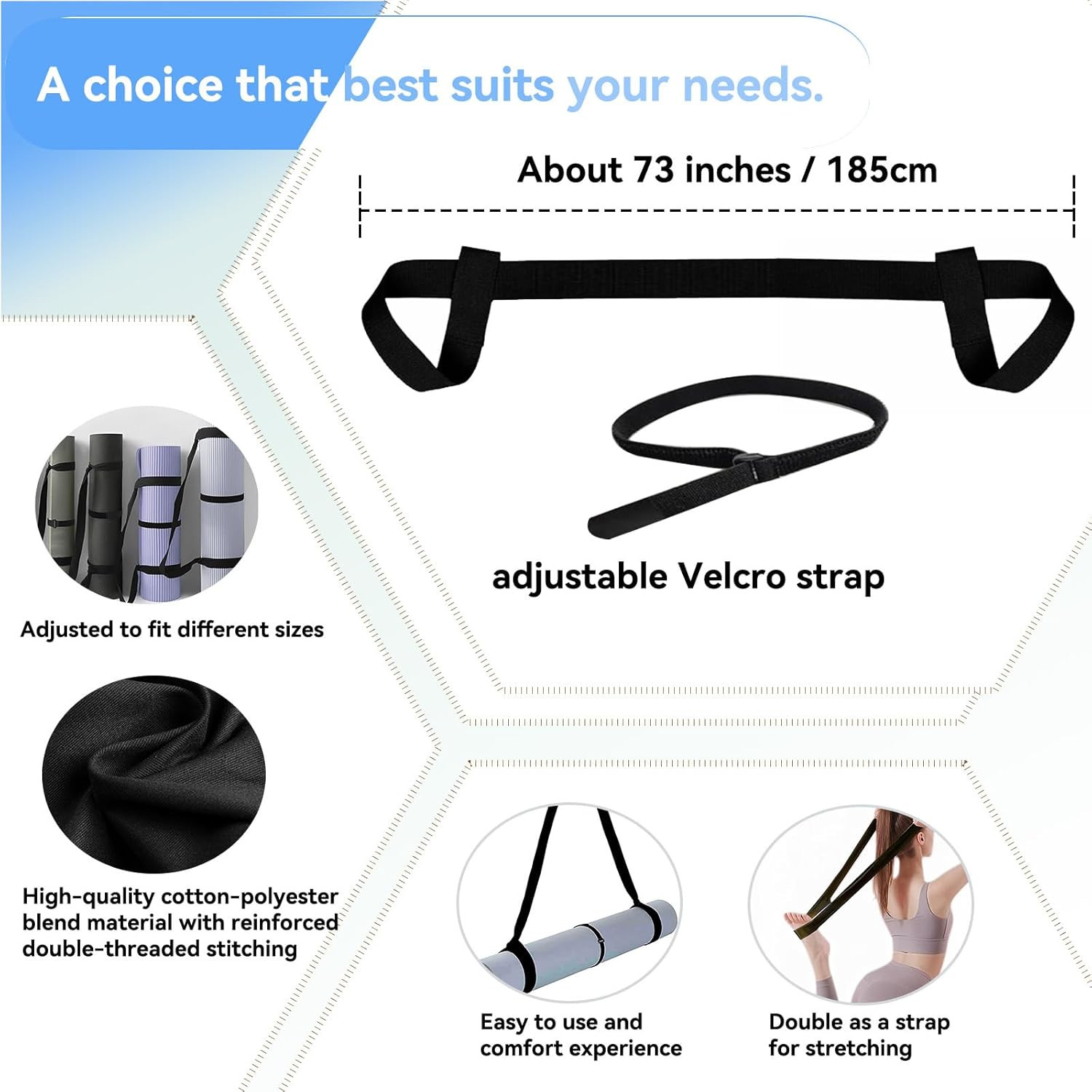 Adjustable Yoga Mat Strap Carrier, Thick Wide Yoga Mat Holder with Hook-And-Loop