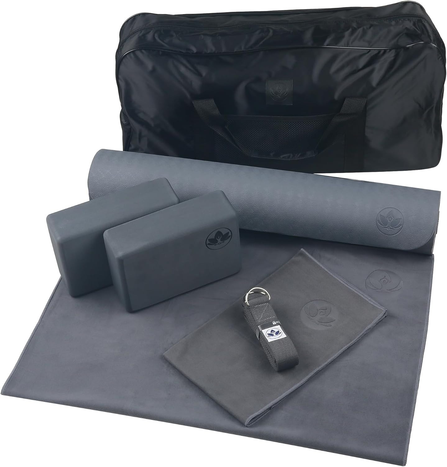 Clever Yoga – 7 Piece Yoga Kit for Women & Men, 6Mm Cushioned Mat, 2 Blocks, Str