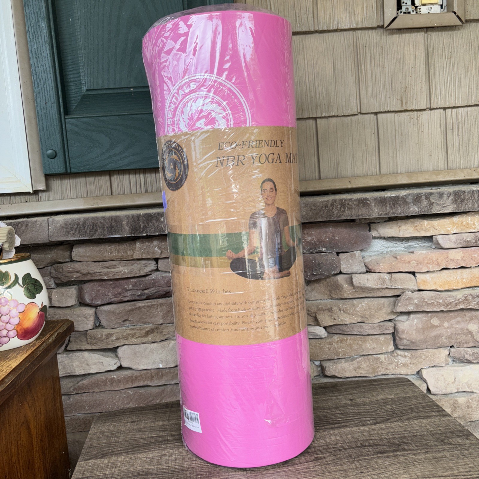 Thick Pink NBR Foam Yoga Mat Eco Friendly W/ Carry Strap 72×24” 0.54”/14.99mm