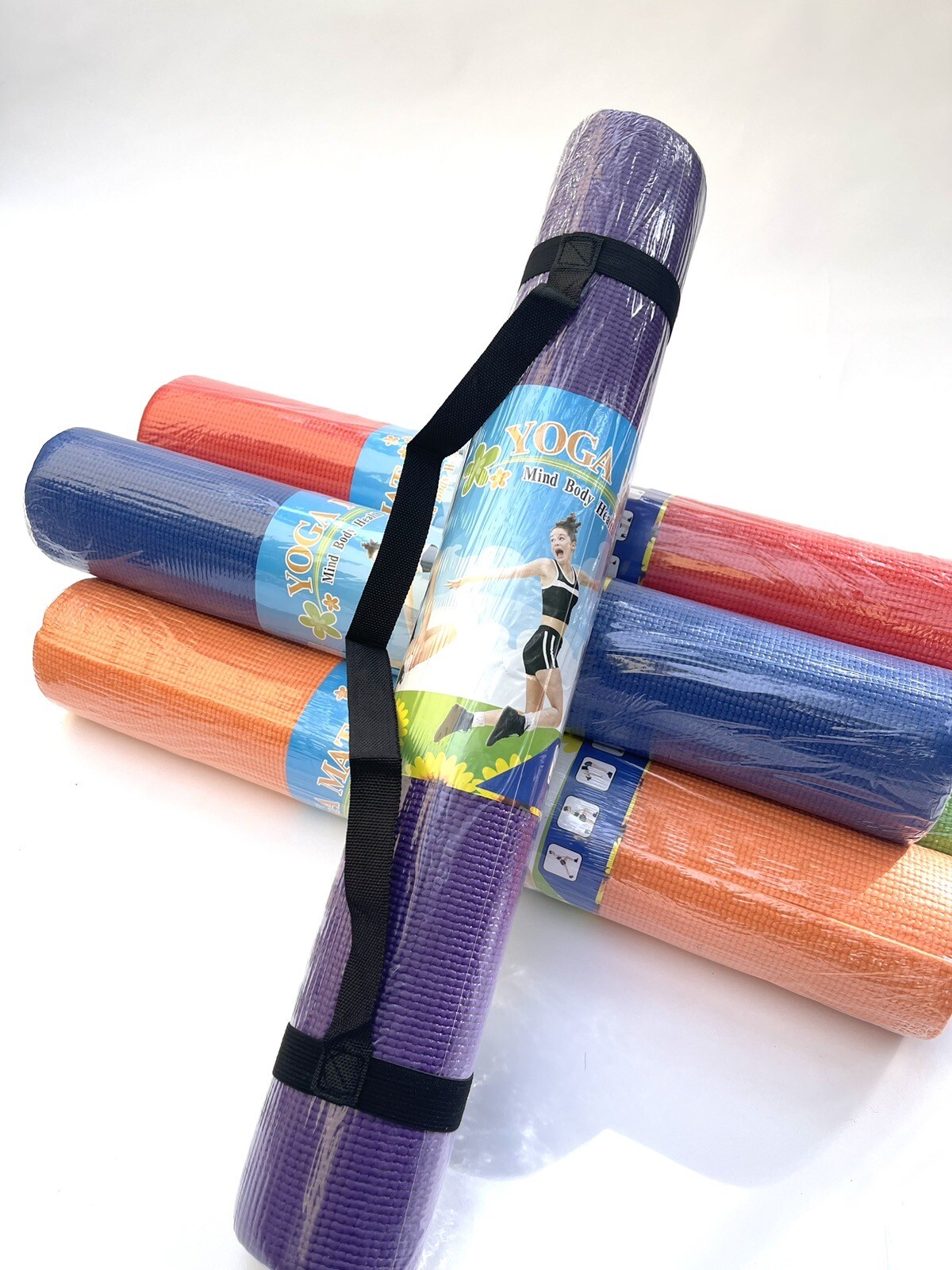 Set Of 6 Yoga Mat 3MM Non Slip For Gym Exercise Fitness Pilates Workout Bundle