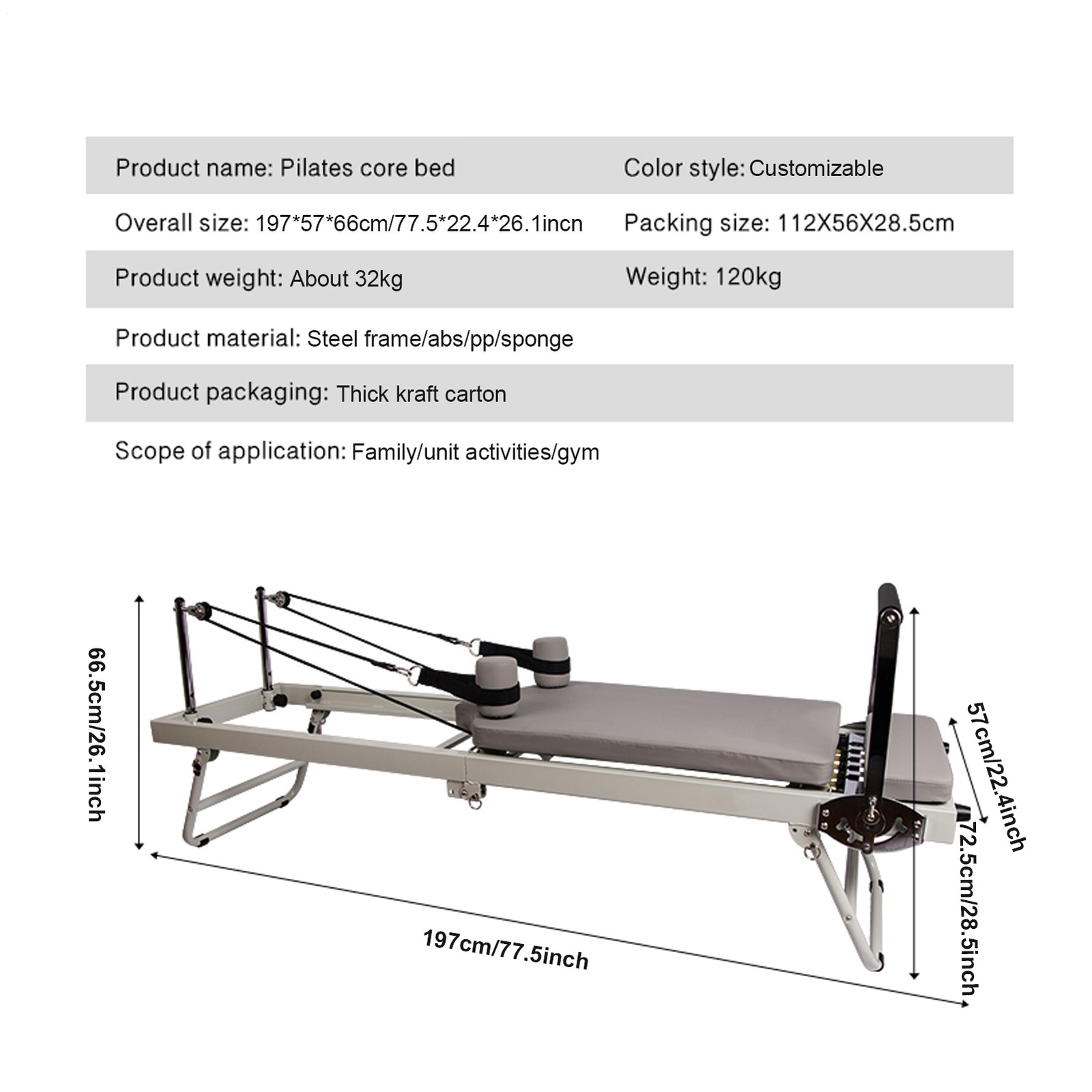 Foldable Pilates Reformer Home Pilates Equipment Studio Gym Workout Machine